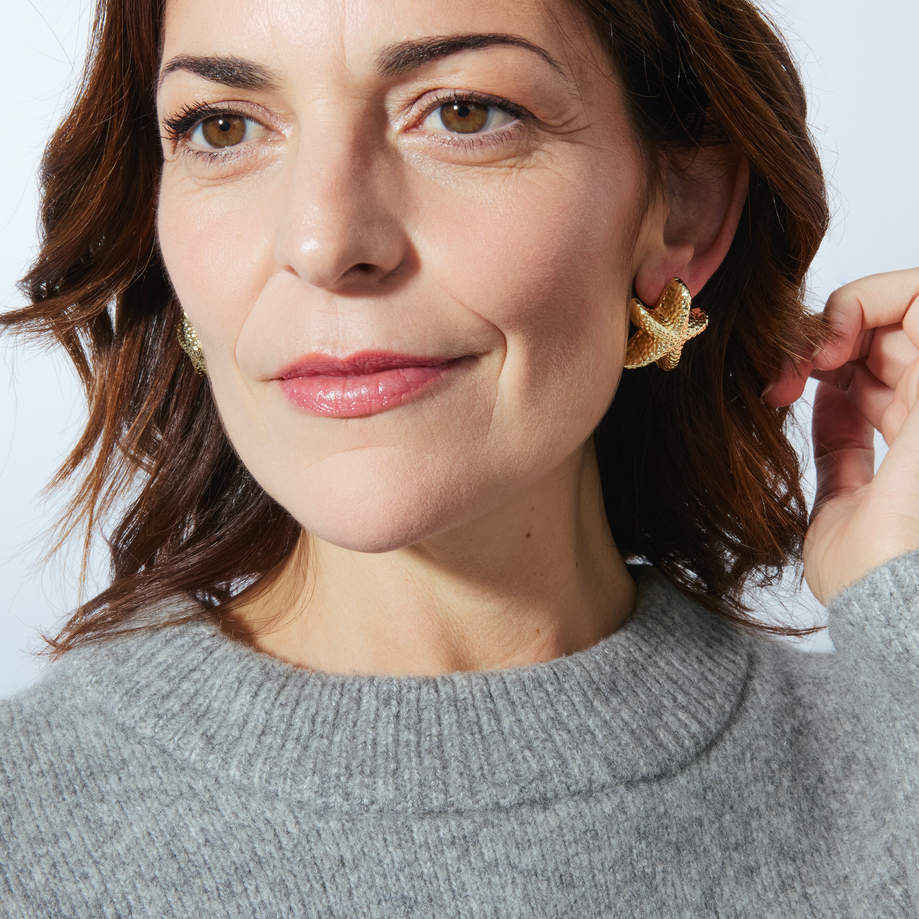 Boucles d'oreilles finition or jaune 18 carats et zircon brillant - Bellah
