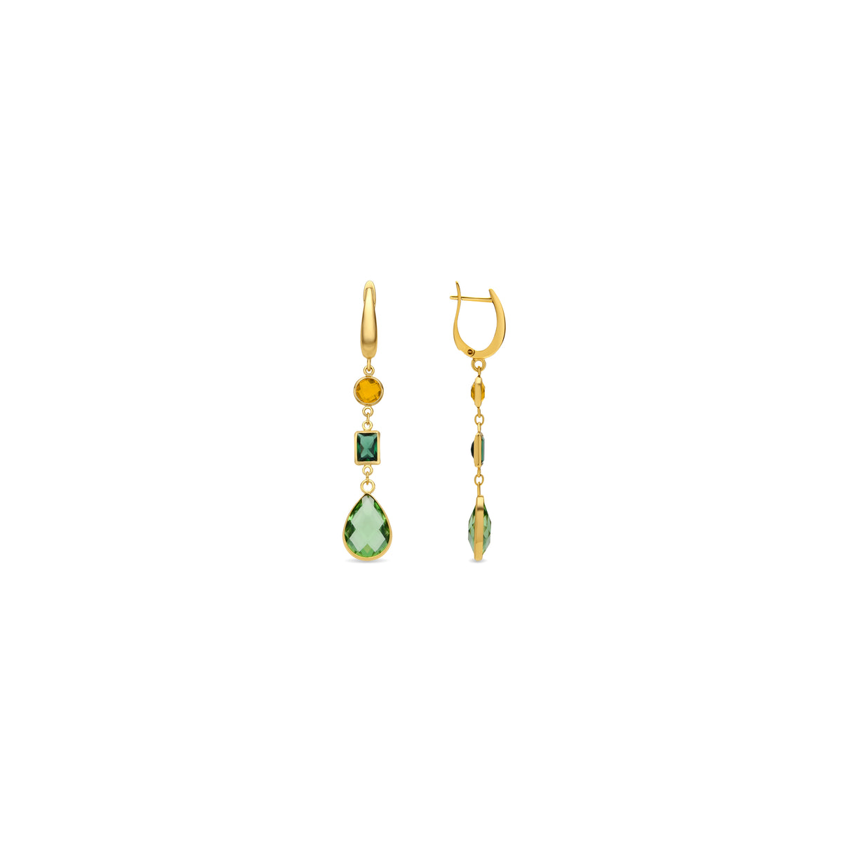 Boucles d'oreilles avec quartz hydrothermal vert Paraiba finition or jaune 18k - Kada