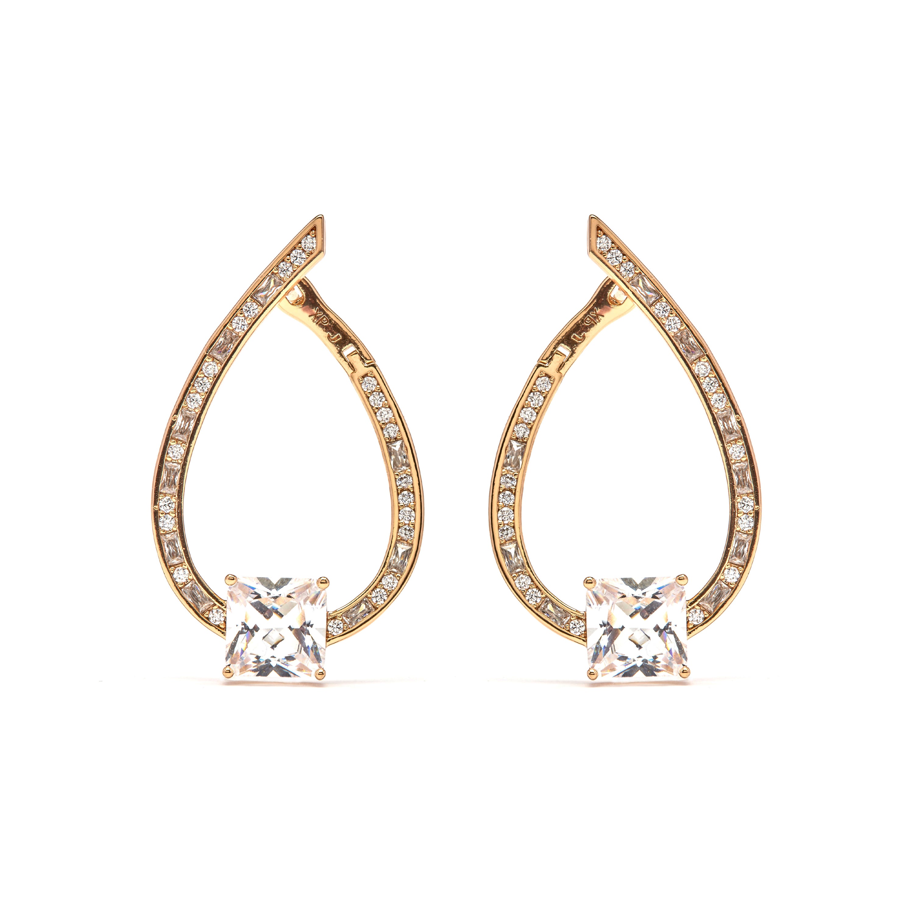 Sparkling Cubic Zirconia Earrings with 18k Yellow Gold Finish - Shuasin
