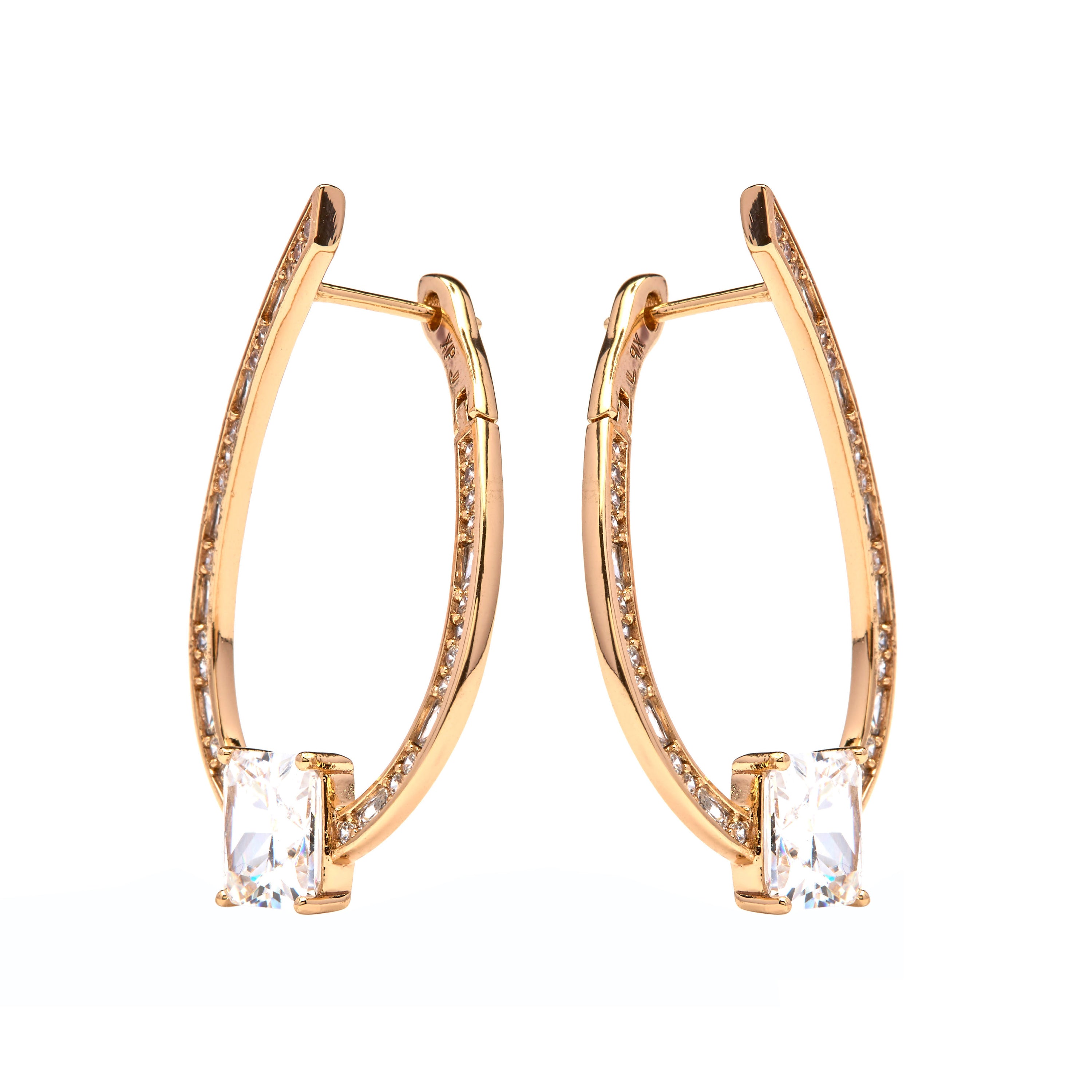 Sparkling Cubic Zirconia Earrings with 18k Yellow Gold Finish - Shuasin