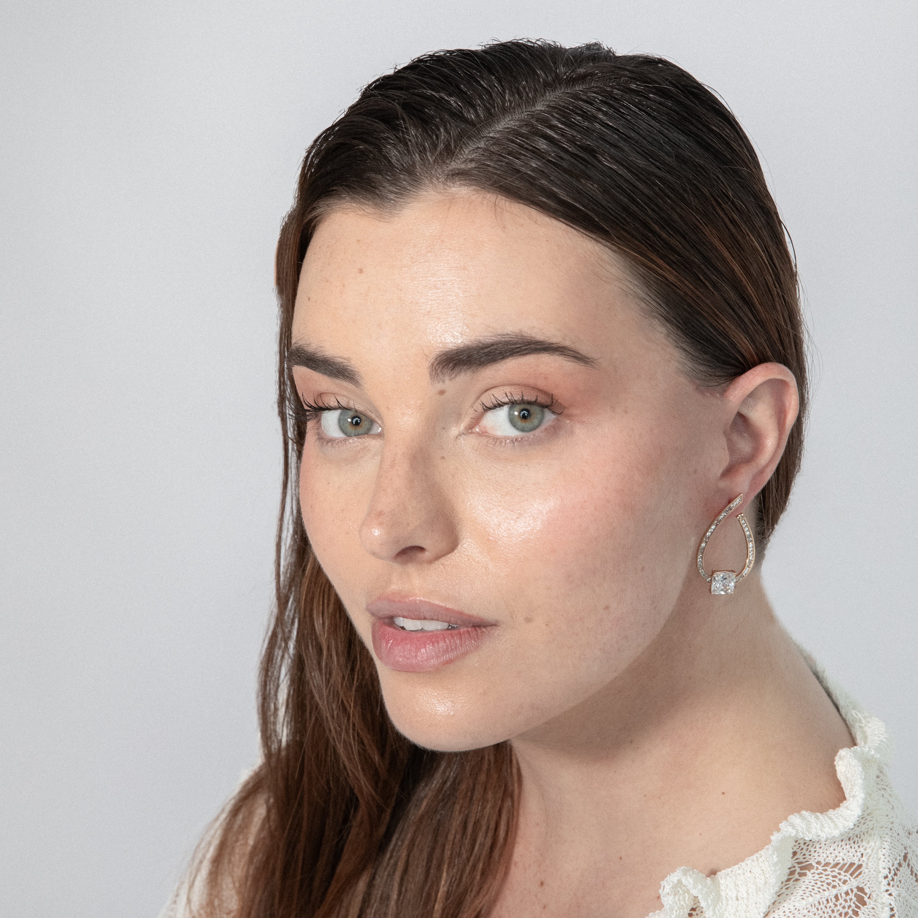 Sparkling Cubic Zirconia Earrings with 18k Yellow Gold Finish - Shuasin