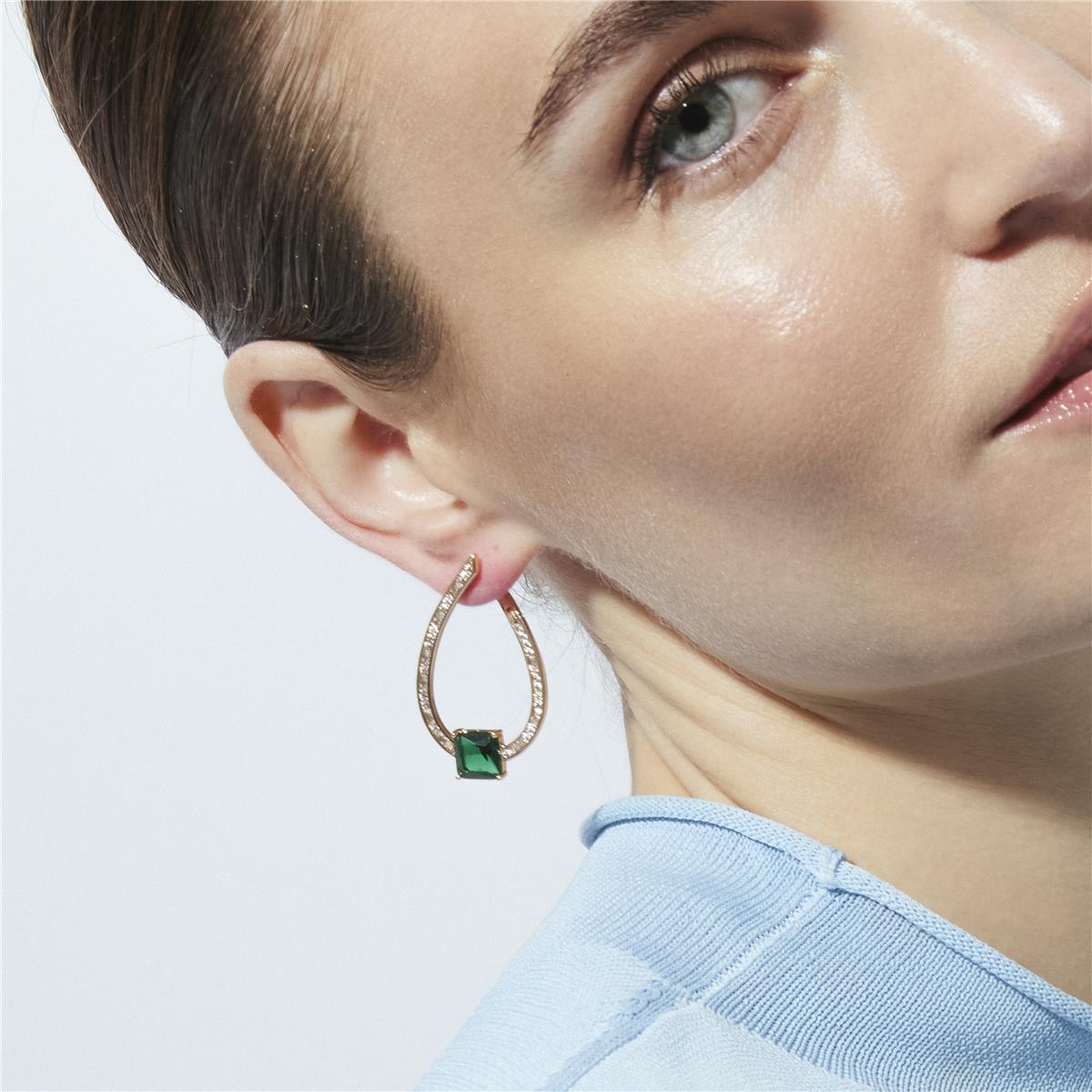 Orecchini con zircone verde smeraldo finitura in oro giallo 18k - Shuasin