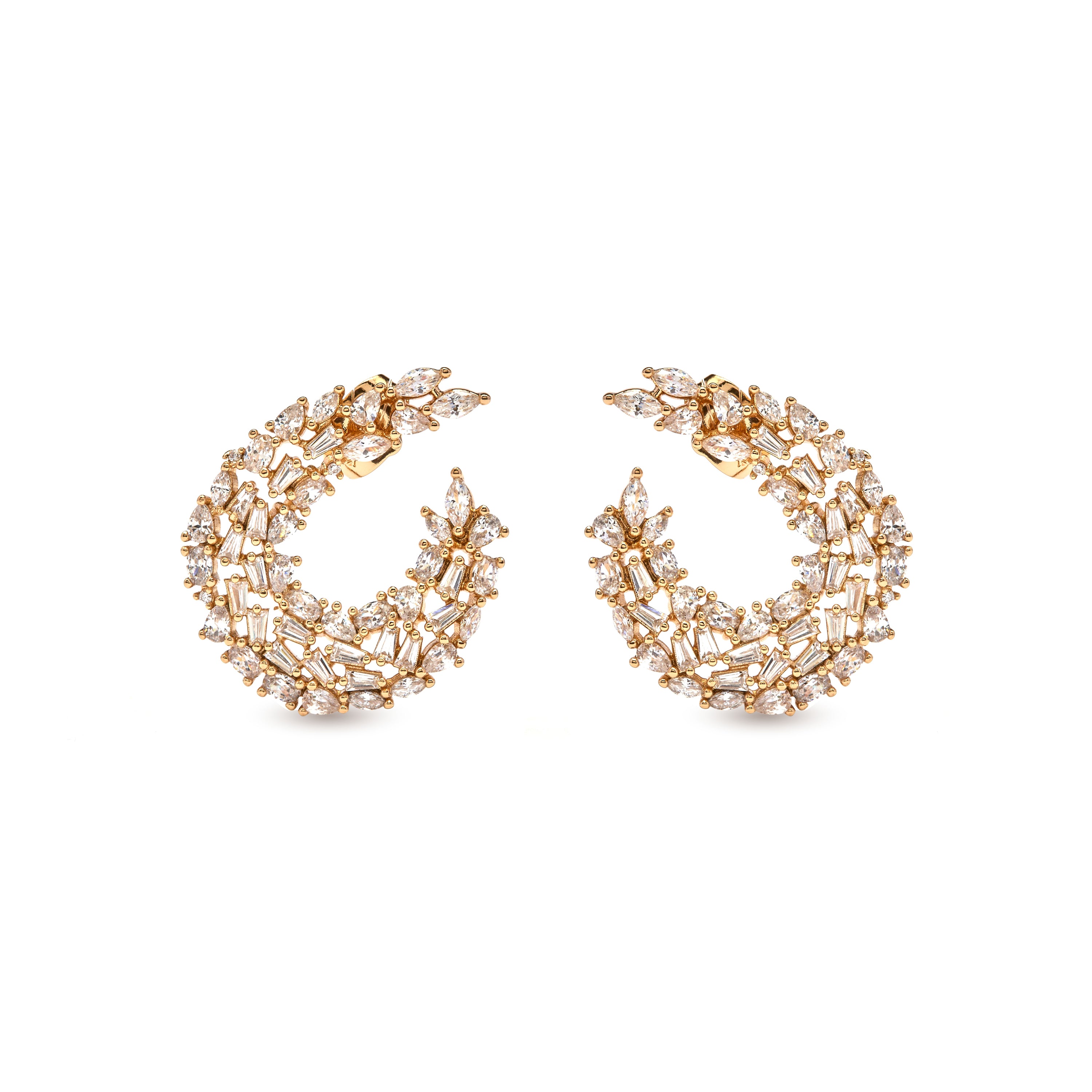 Glänzende Zirkonia-Ohrringe mit 18 Karat Gelbgold-Finish - Isdro