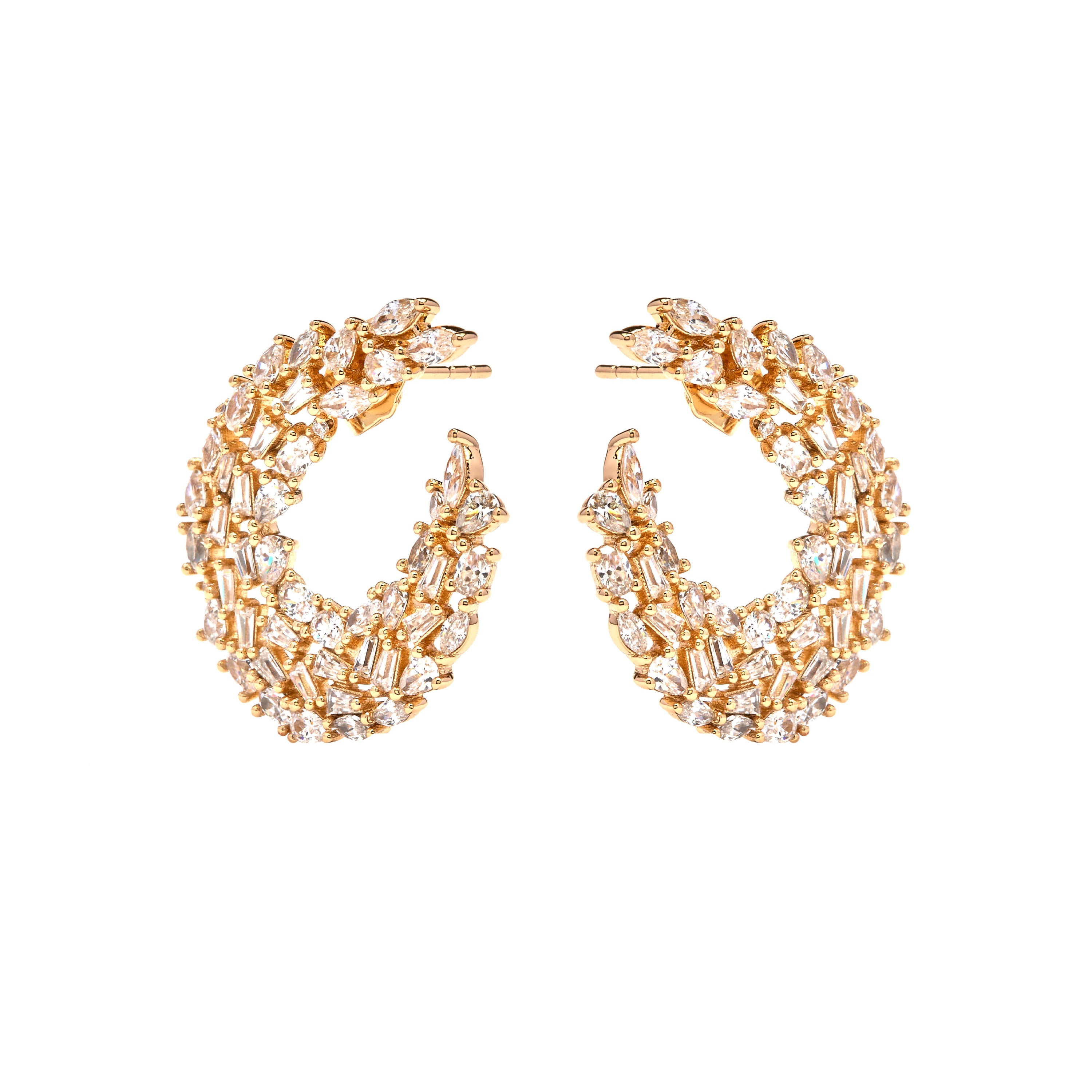Glänzende Zirkonia-Ohrringe mit 18 Karat Gelbgold-Finish - Isdro
