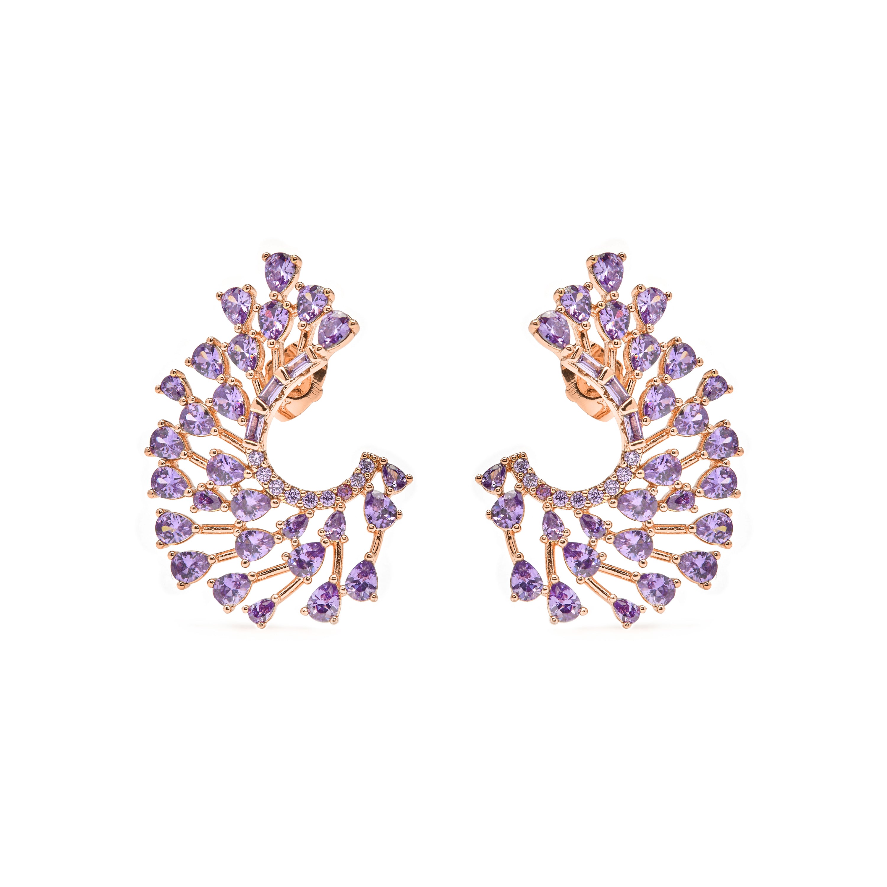 Pendientes de Circonita Amatista acabado en oro amarillo de 18k - Narbel
