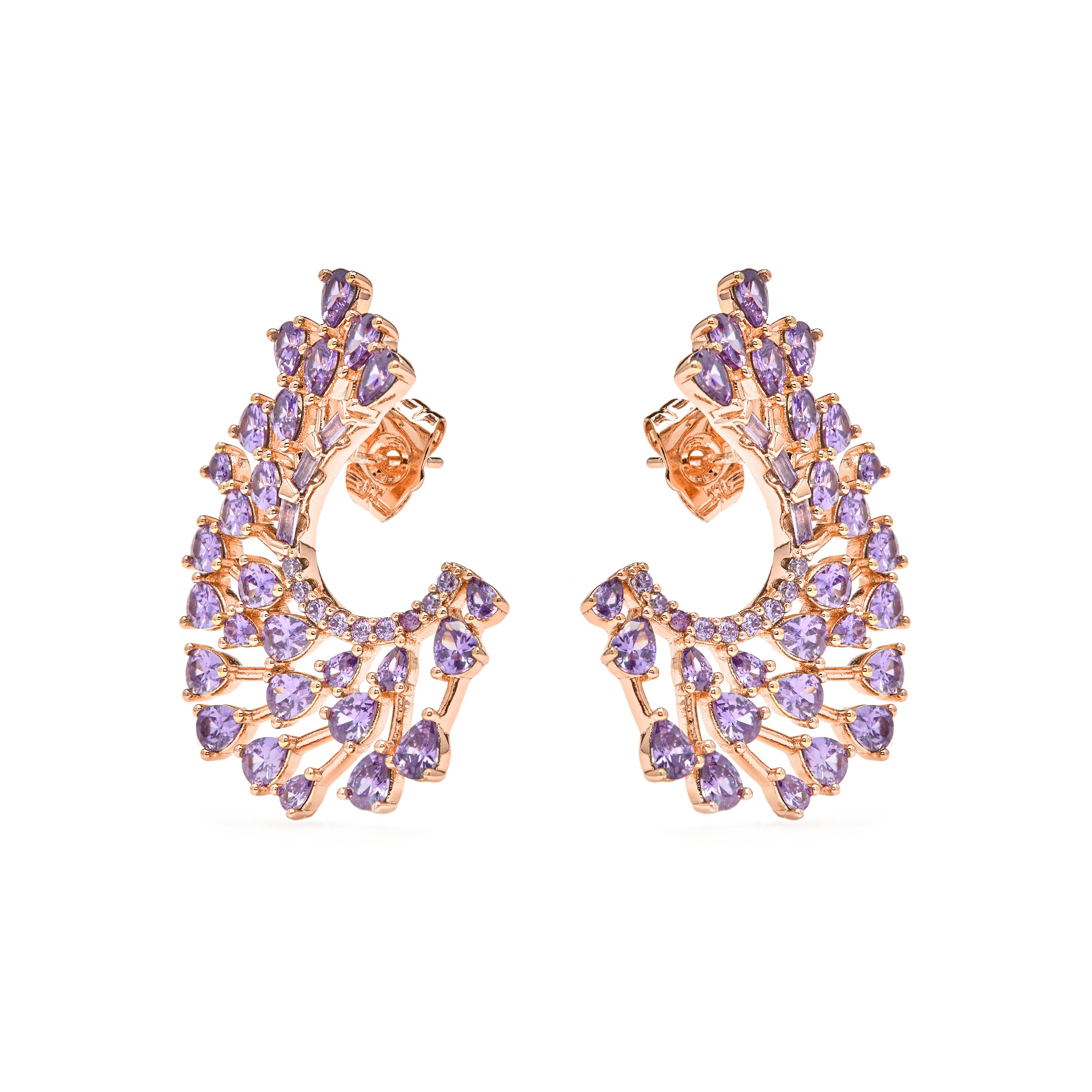 Pendientes de Circonita Amatista acabado en oro amarillo de 18k - Narbel