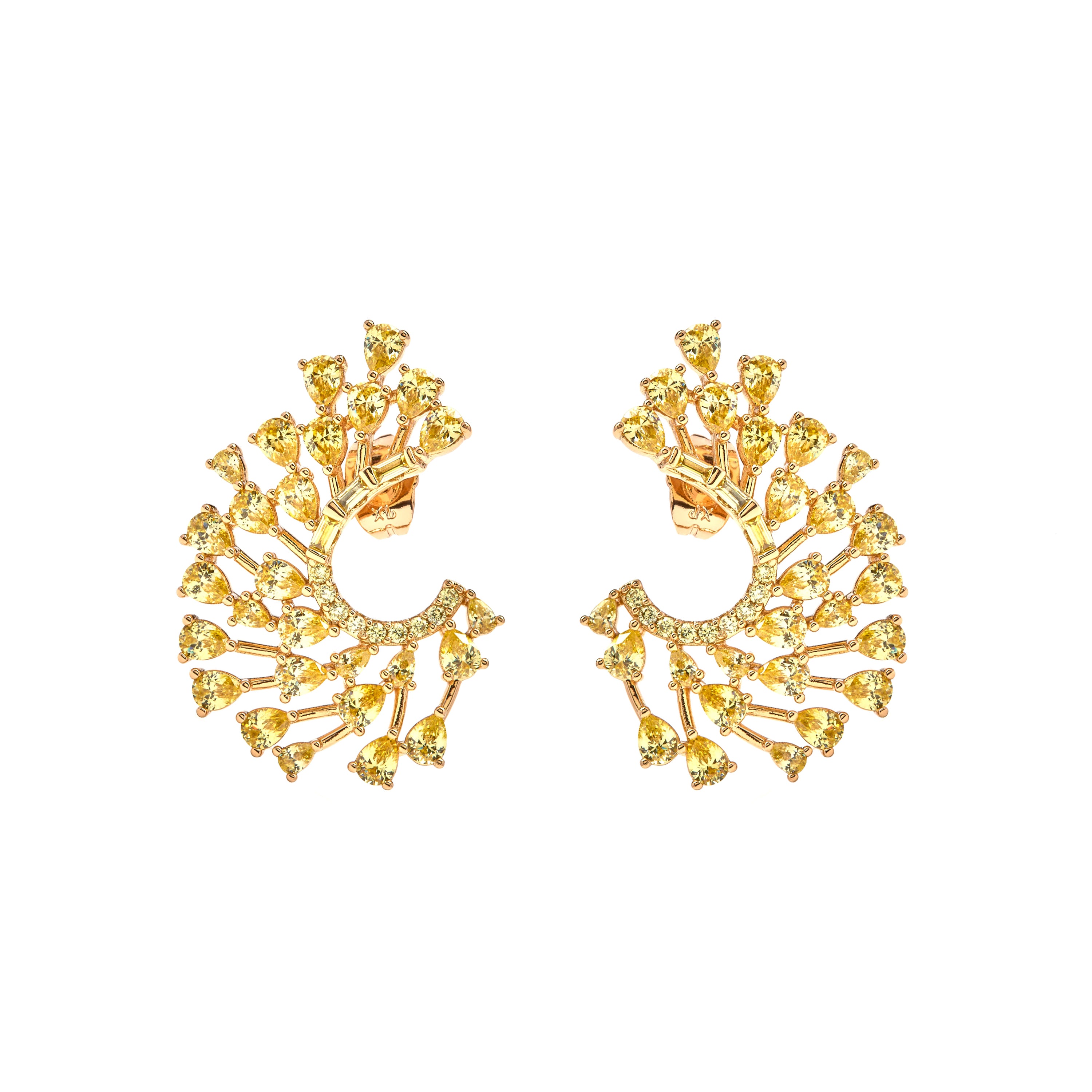 Brincos de Padparadscha com acabamento em ouro amarelo 18k - Narbel