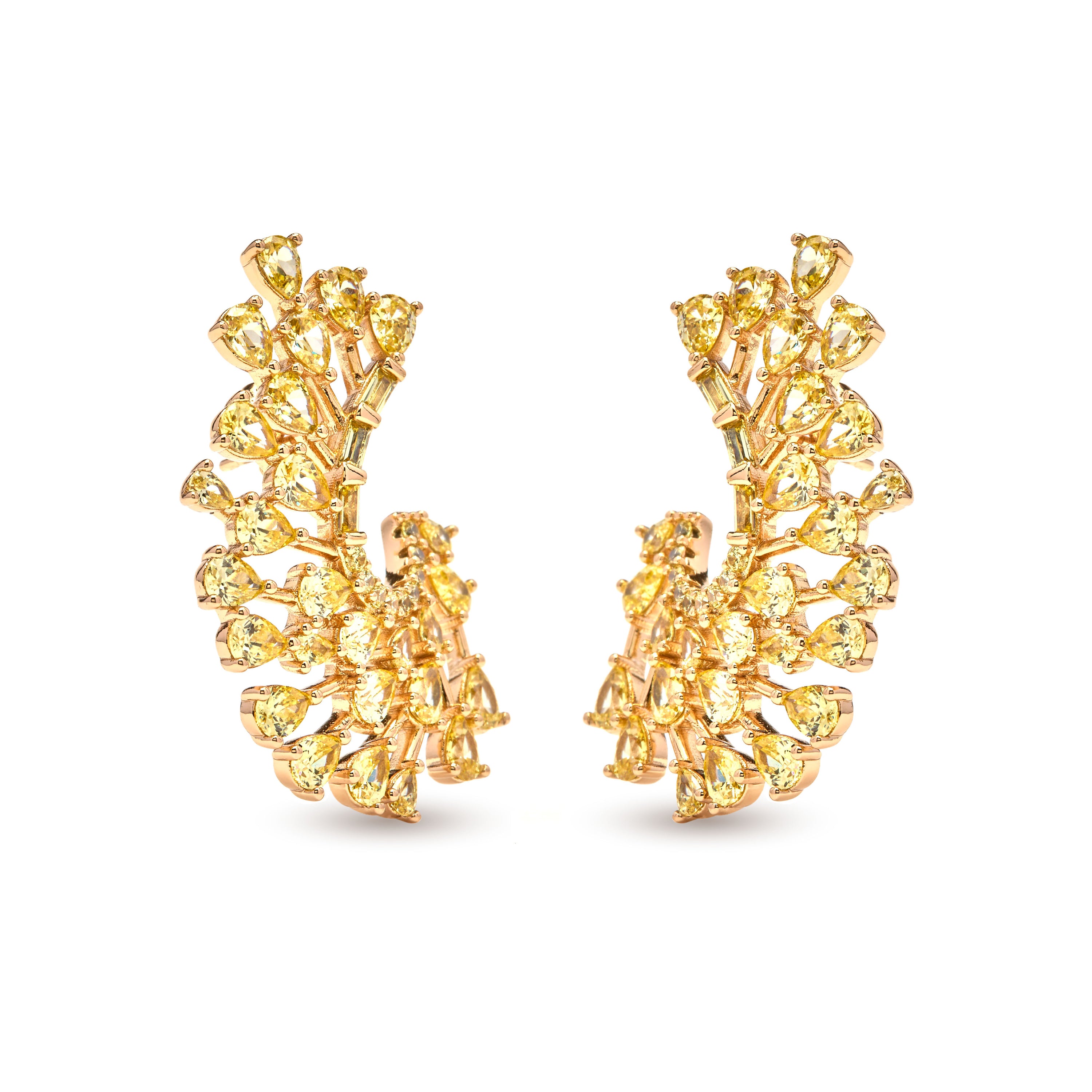 Brincos de Padparadscha com acabamento em ouro amarelo 18k - Narbel