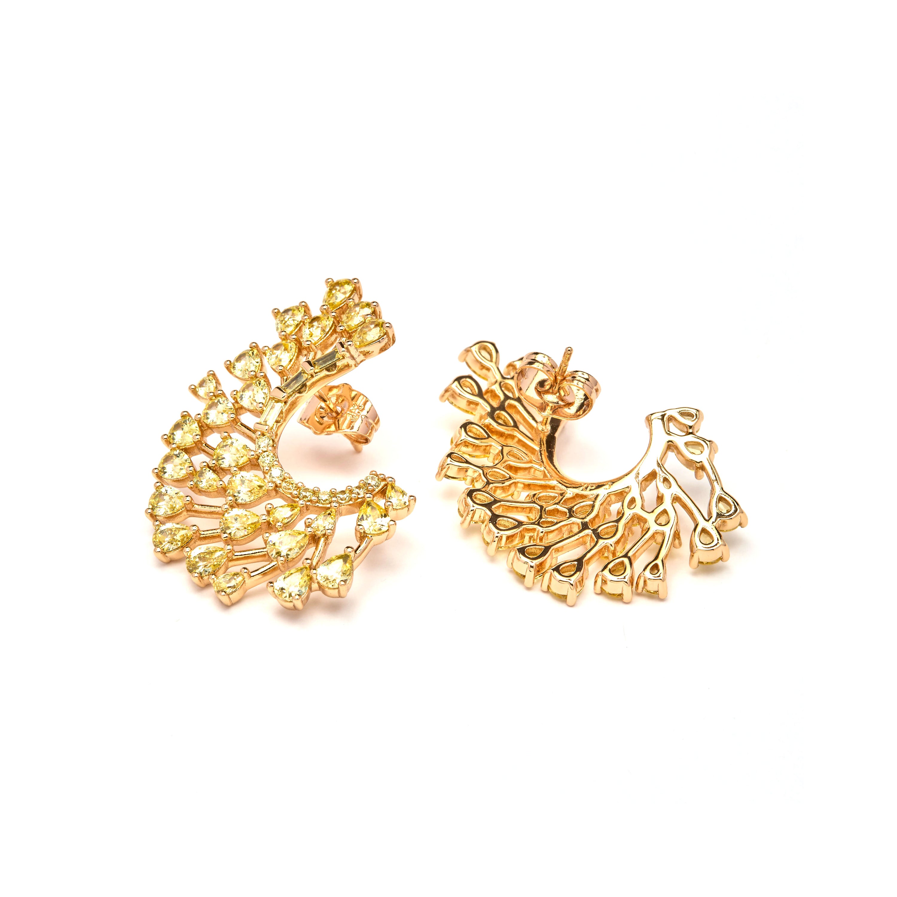 Brincos de Padparadscha com acabamento em ouro amarelo 18k - Narbel