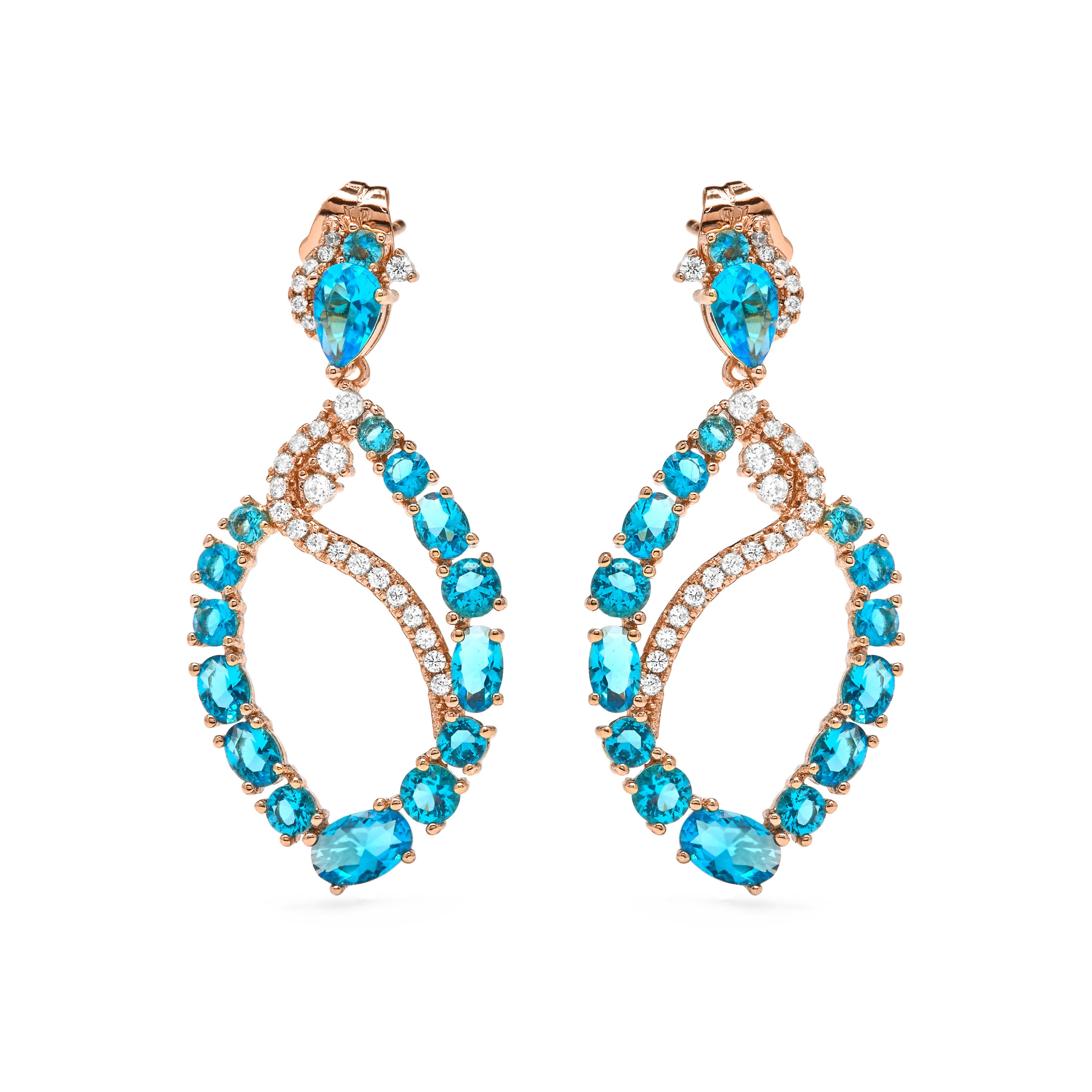 Orecchini con zircone topazio blu finitura in oro giallo 18k - Ranyus