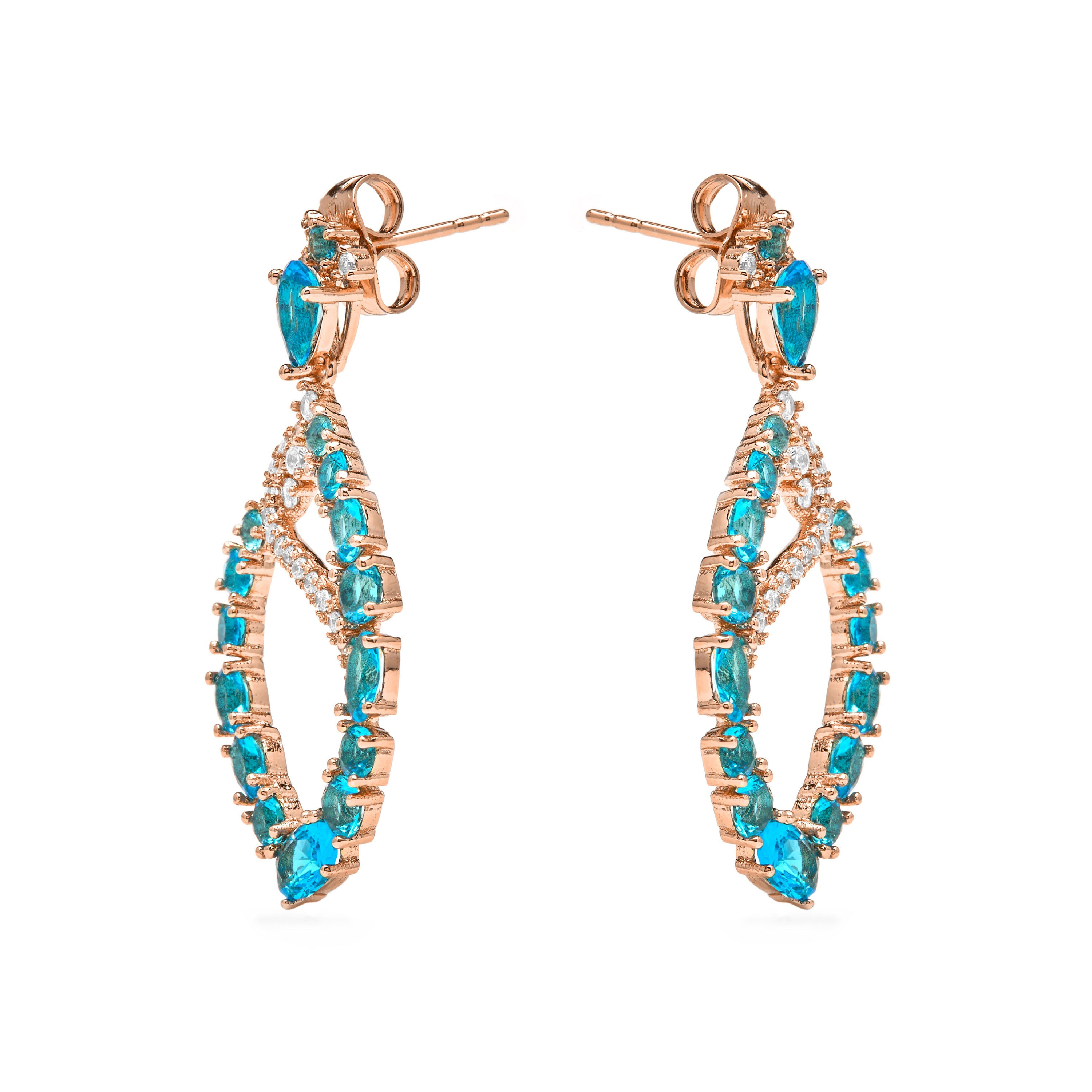 Orecchini con zircone topazio blu finitura in oro giallo 18k - Ranyus