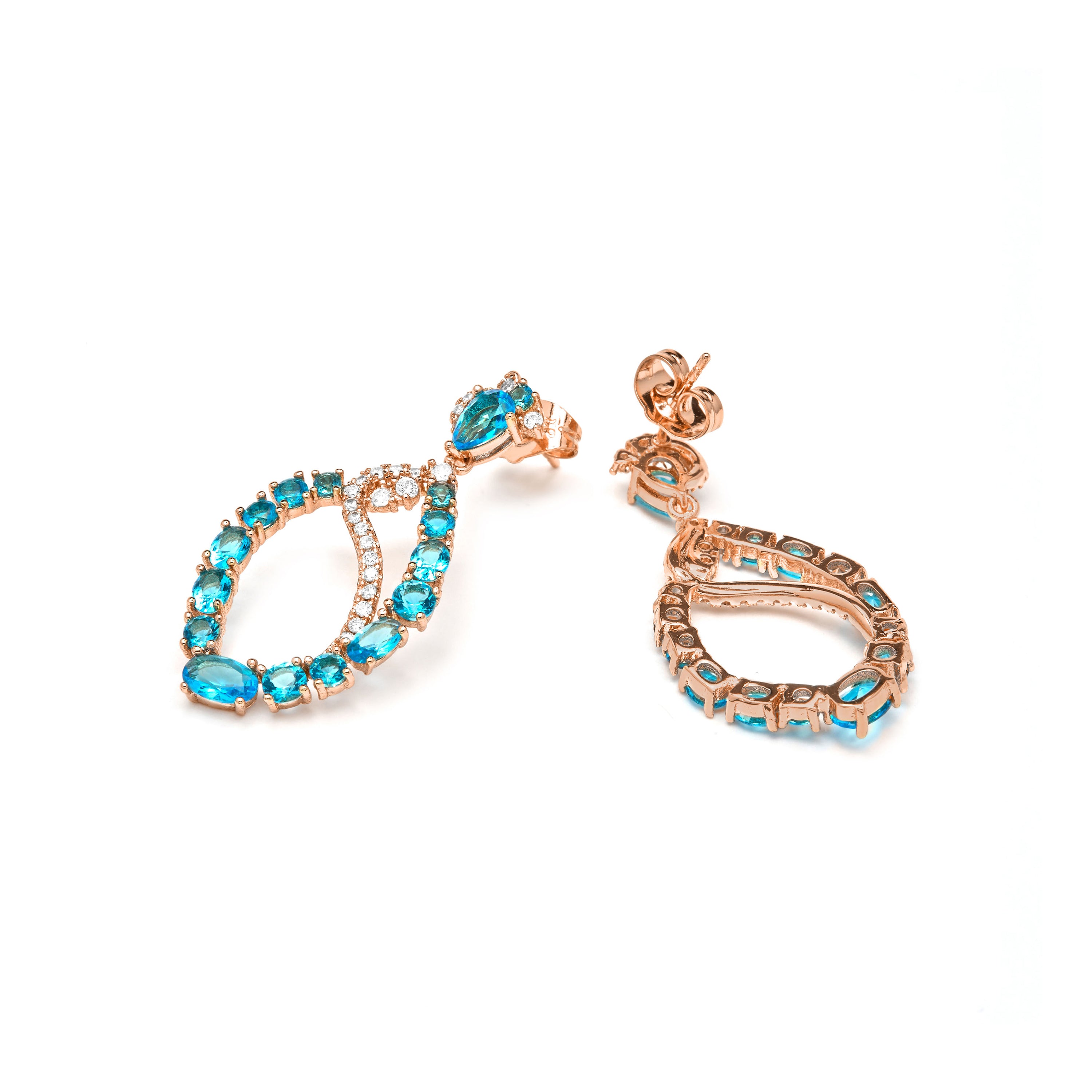 Orecchini con zircone topazio blu finitura in oro giallo 18k - Ranyus