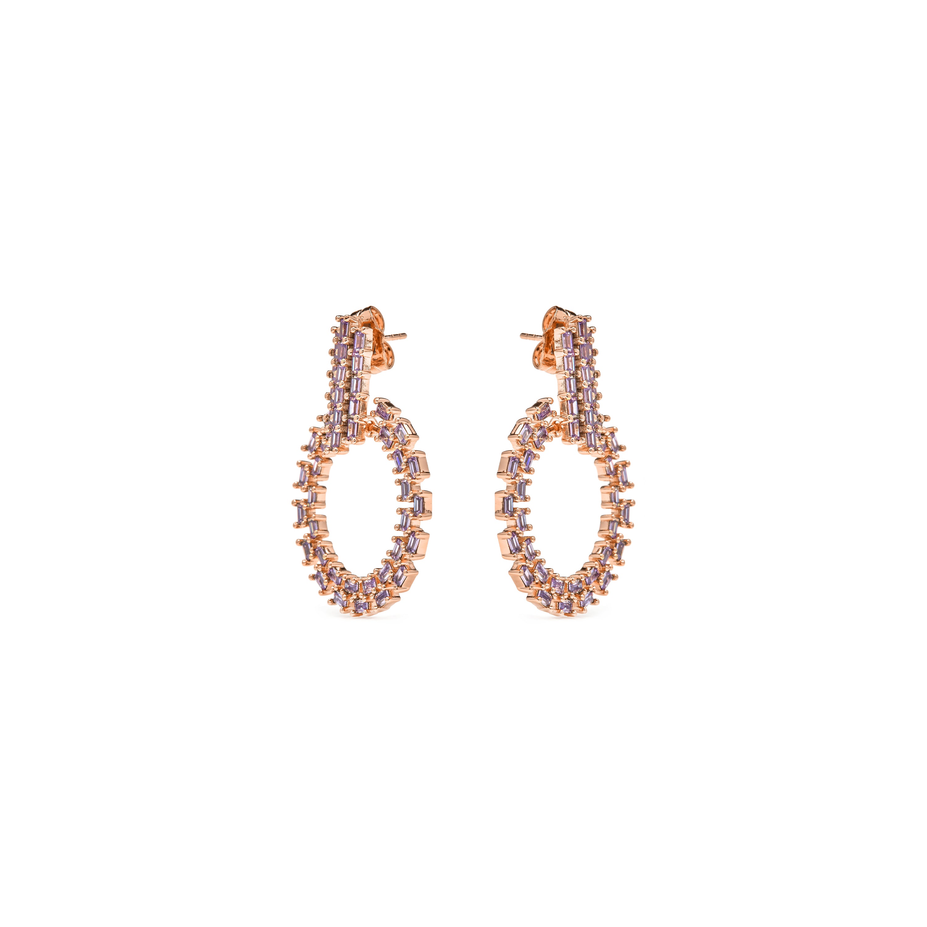 Amethyst Cubic Zirconia Earrings with 18k Yellow Gold Finish - Huang