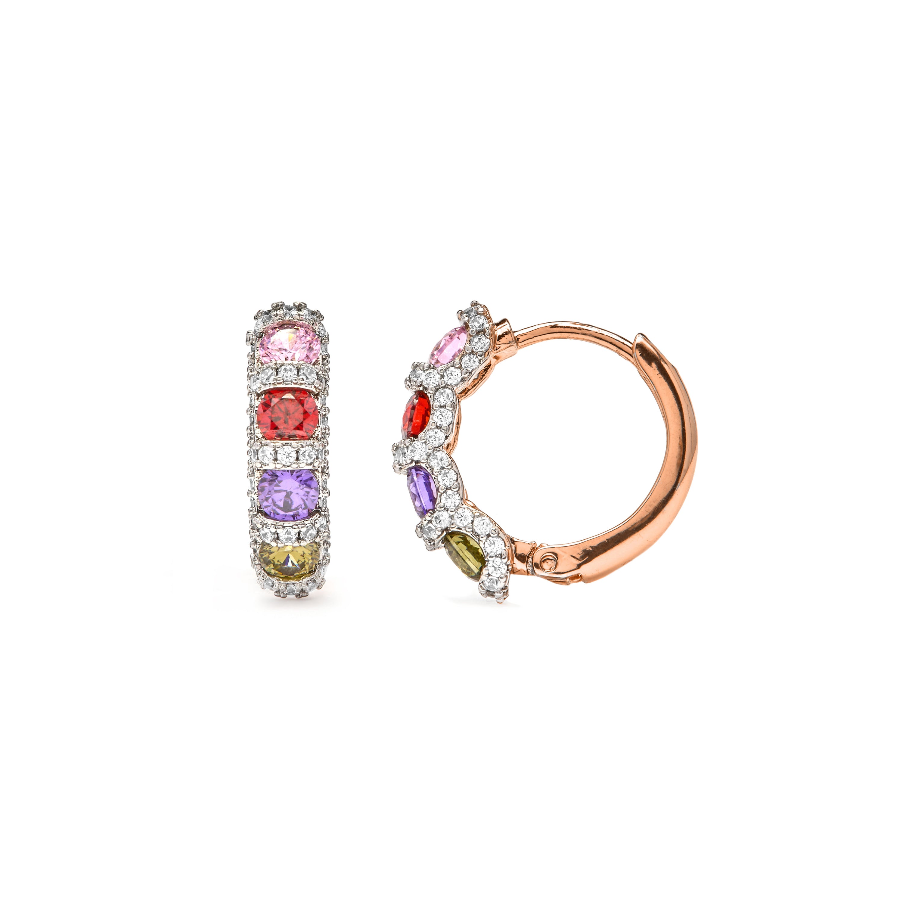 Multicolor Cubic Zirconia Earrings with 18k Yellow Gold Finish - Cieth