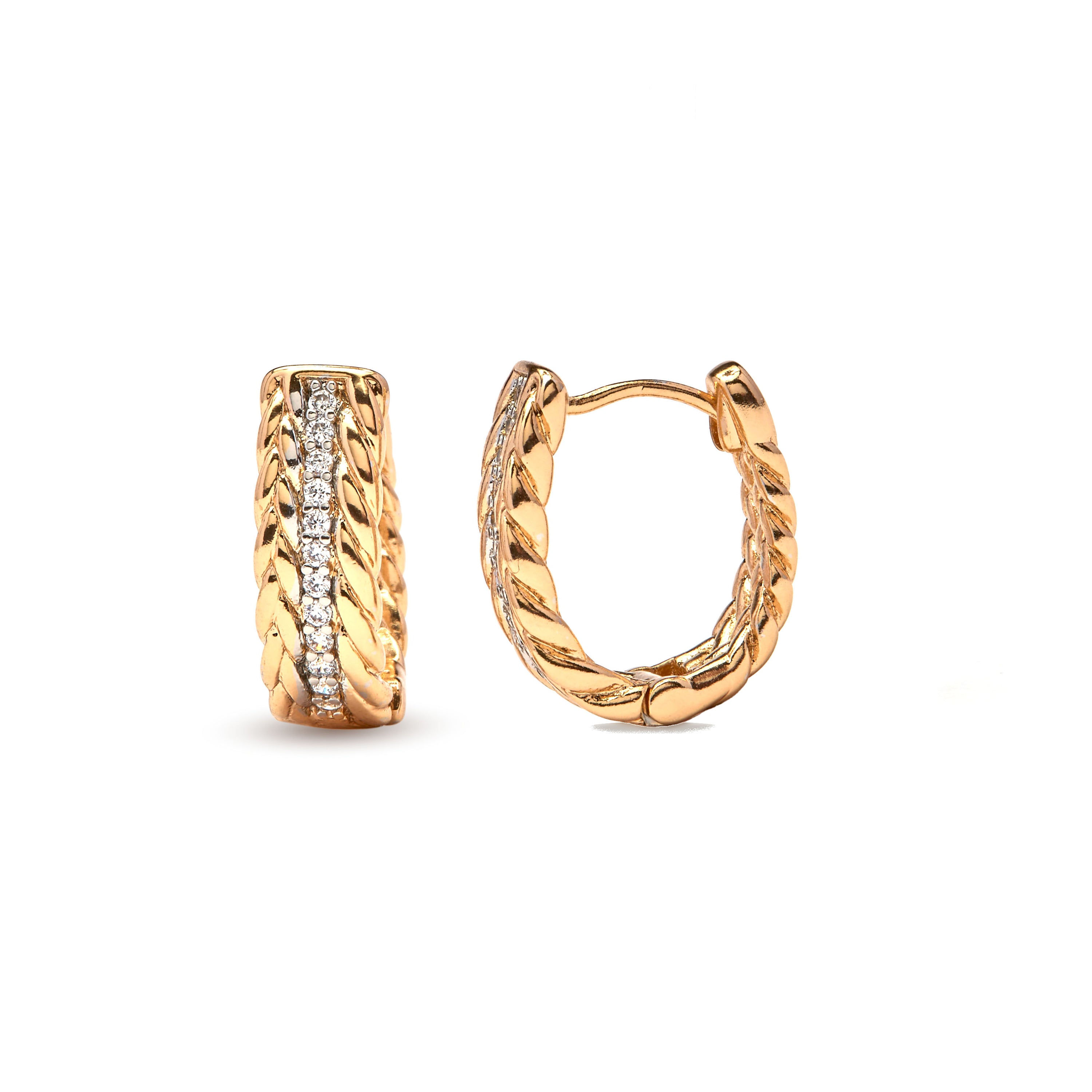 Glänzende Zirkonia-Ohrringe mit 18k Gelbgold-Finish - Rah