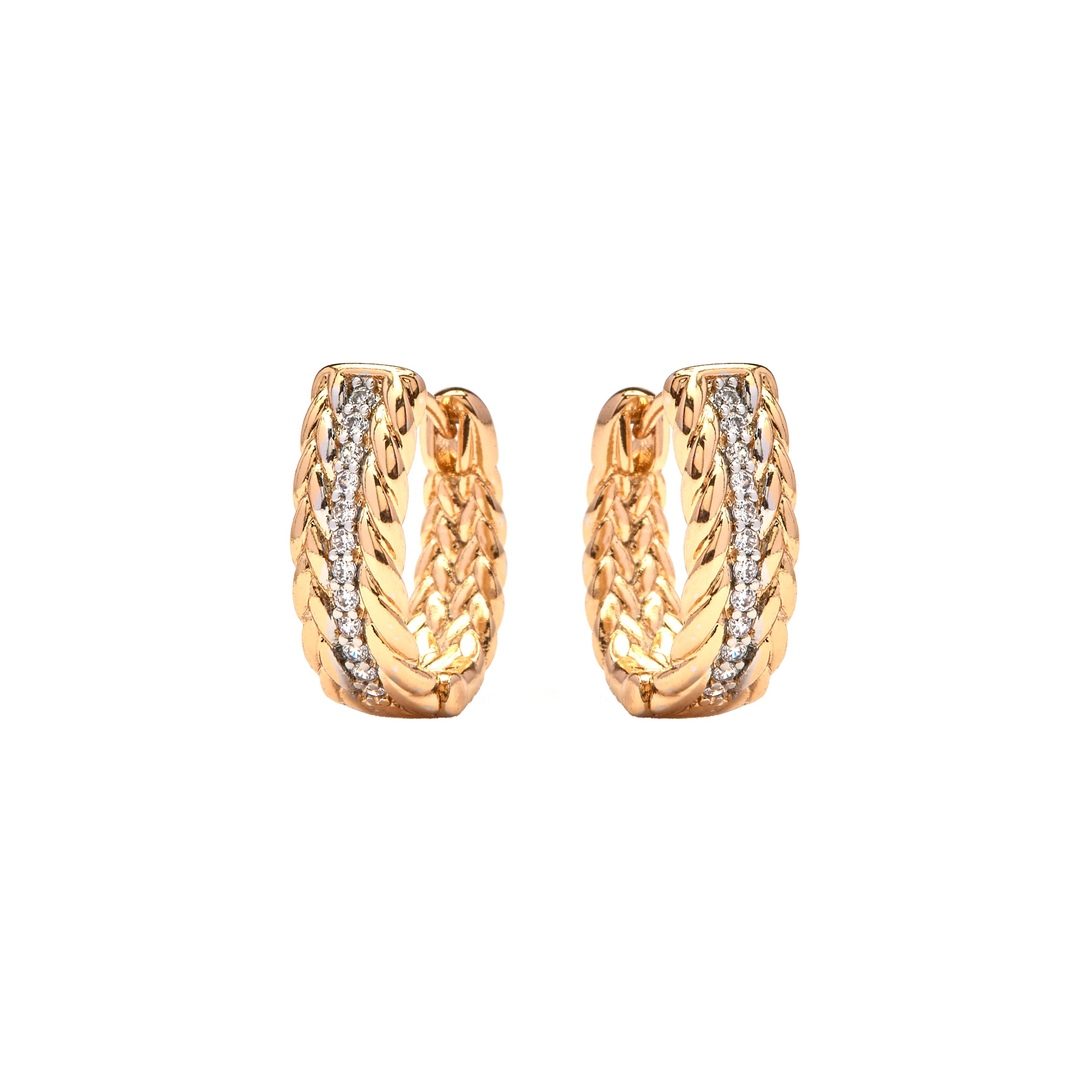 Glänzende Zirkonia-Ohrringe mit 18k Gelbgold-Finish - Rah