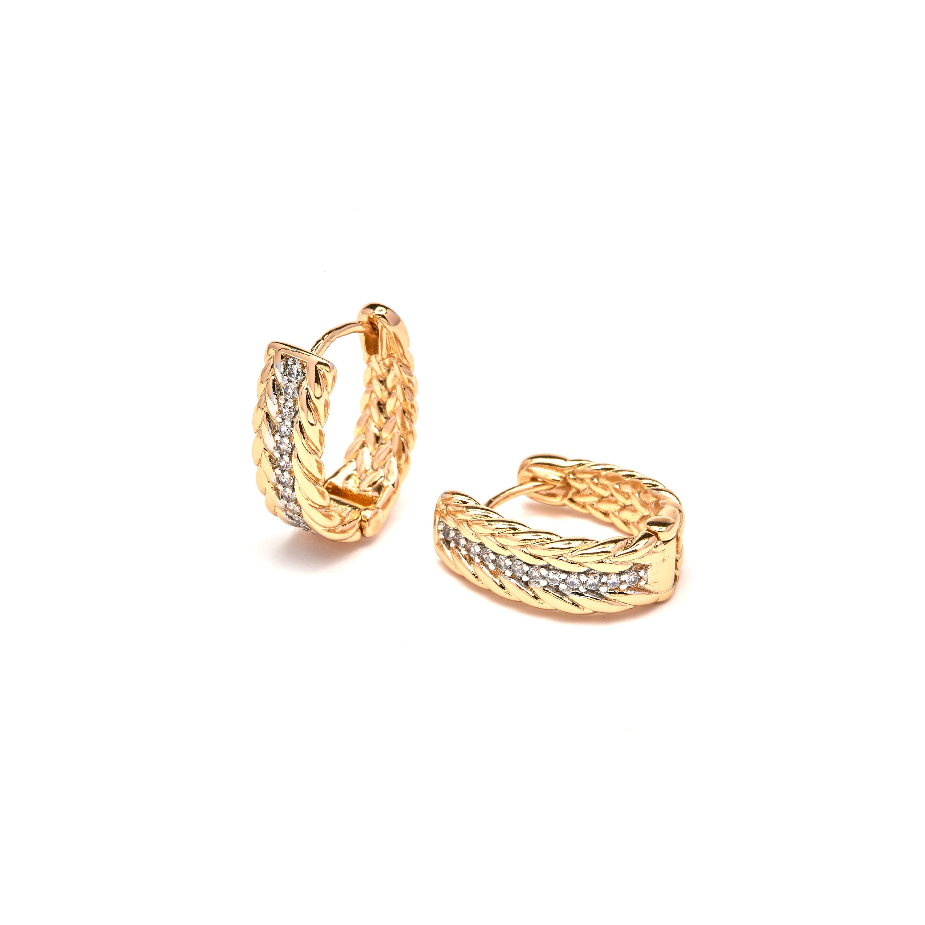 Glänzende Zirkonia-Ohrringe mit 18k Gelbgold-Finish - Rah