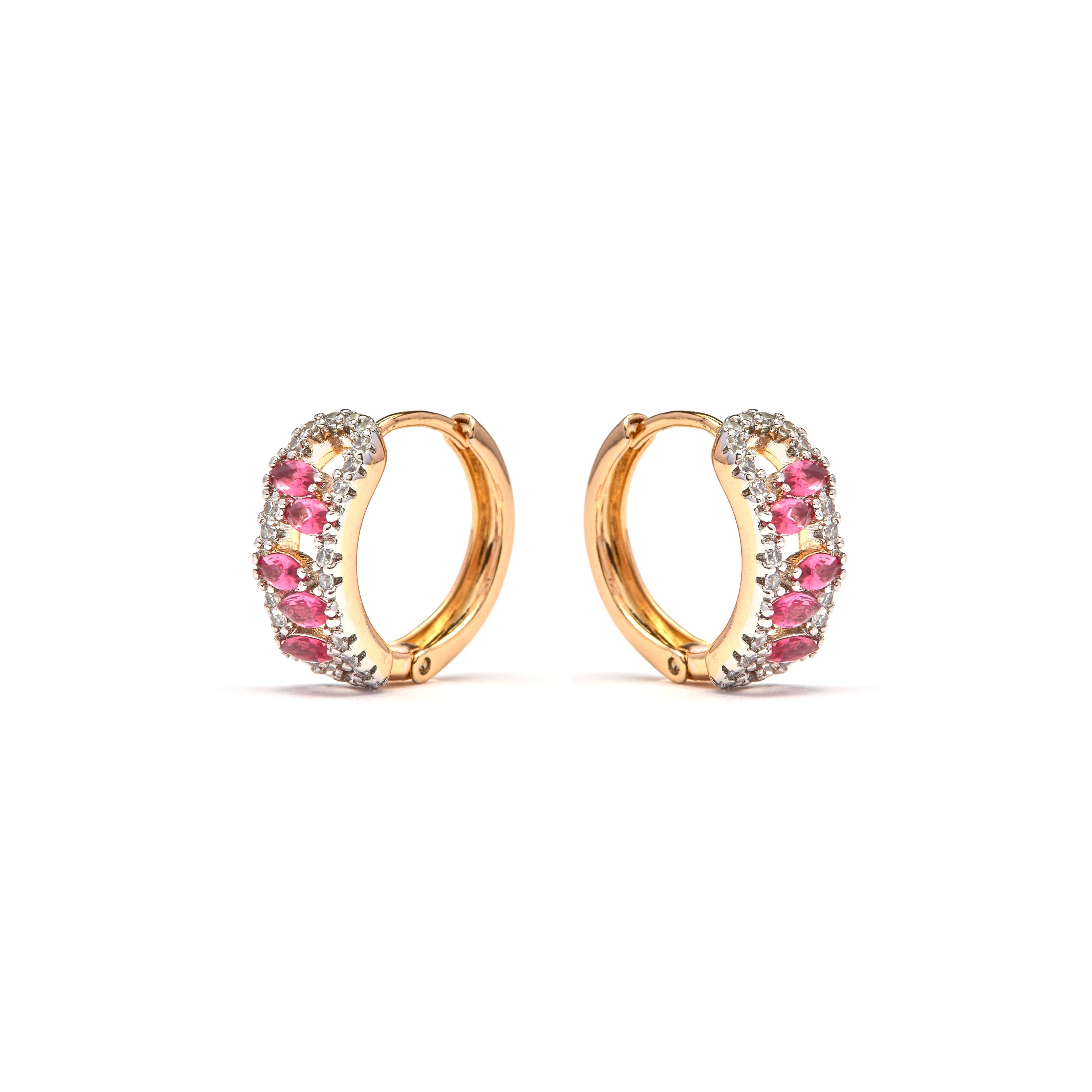 Orecchini con zircone rubino finitura in oro giallo 18k - Ussde