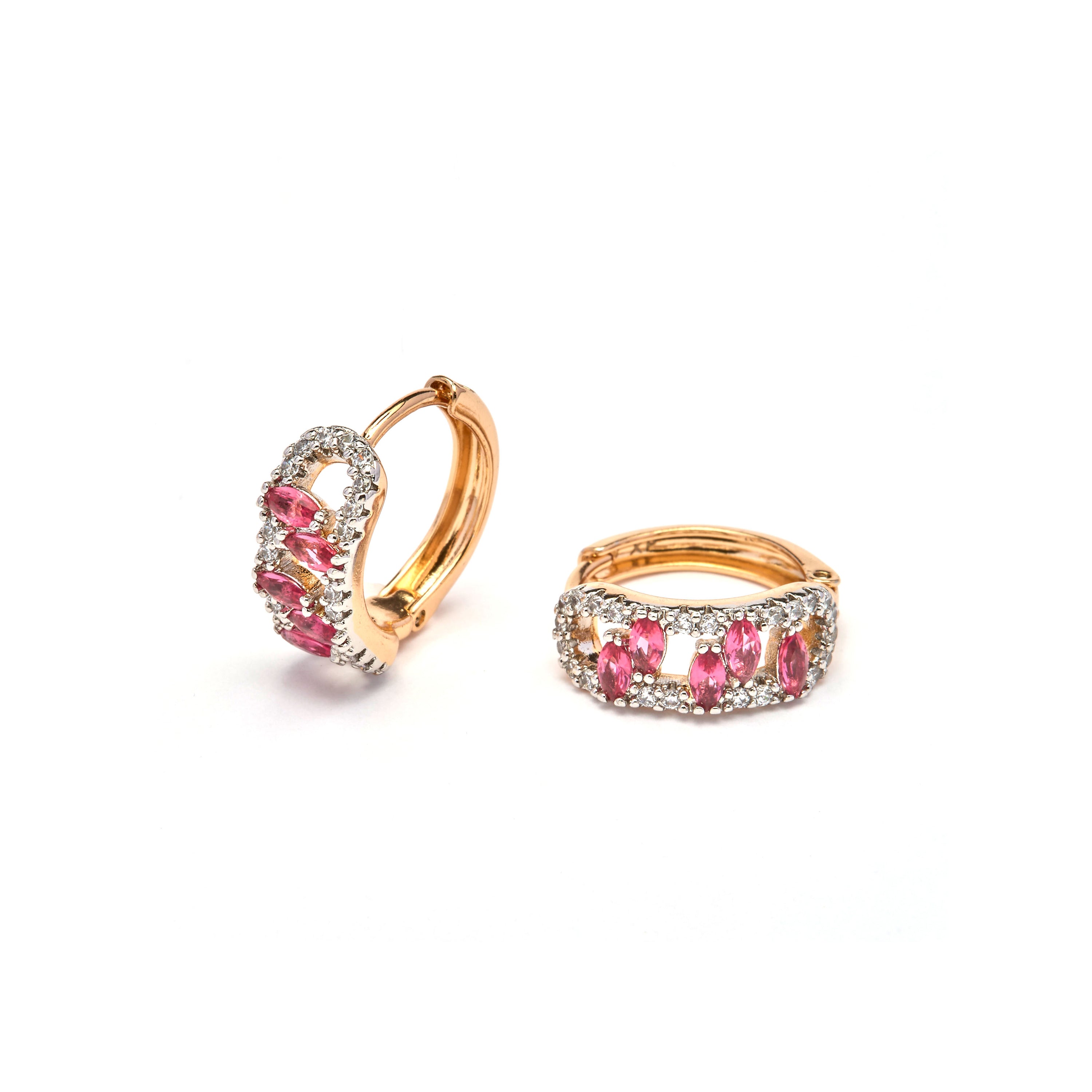 Orecchini con zircone rubino finitura in oro giallo 18k - Ussde