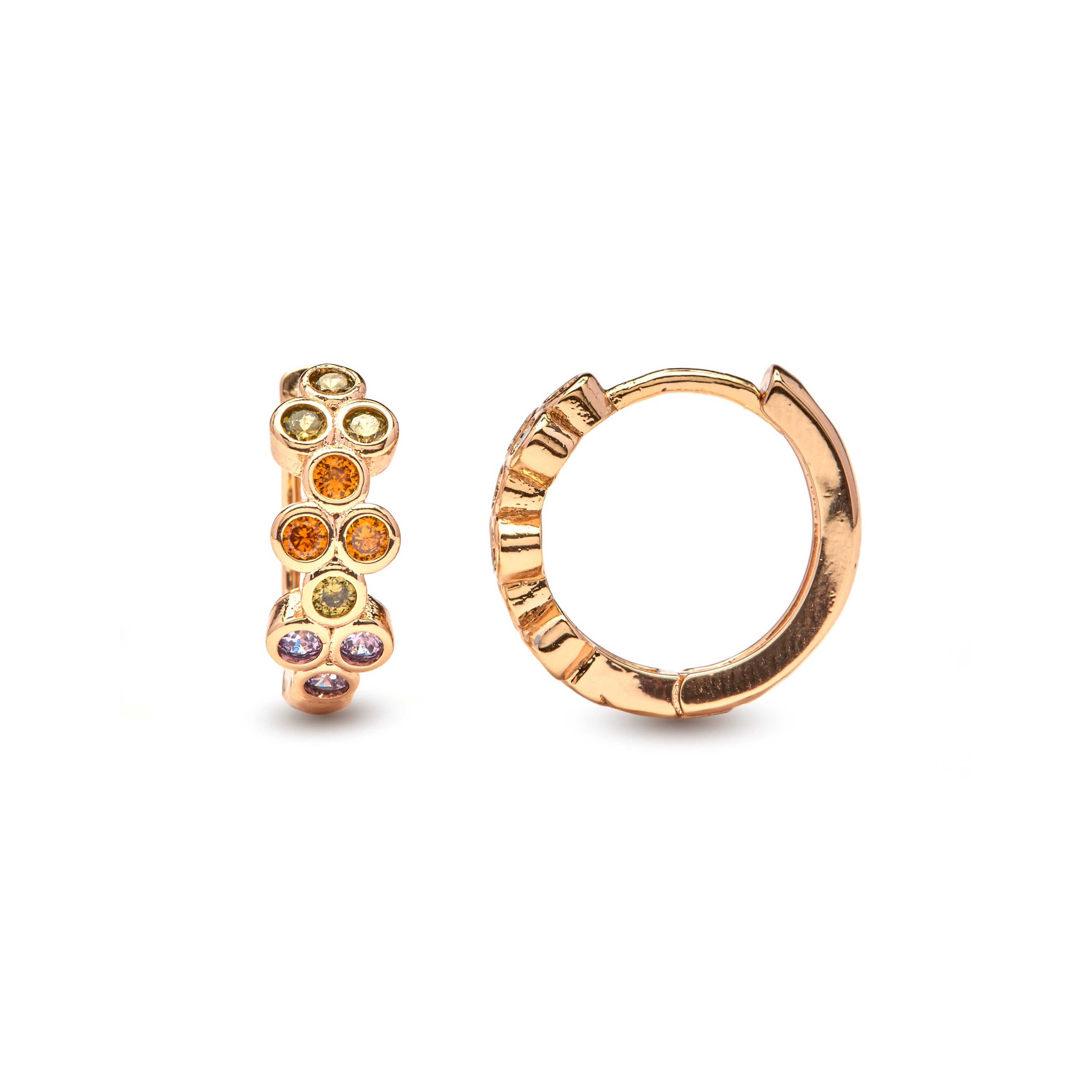 Pendientes de Circonita Multicolor acabado en oro amarillo de 18k - Nomeh