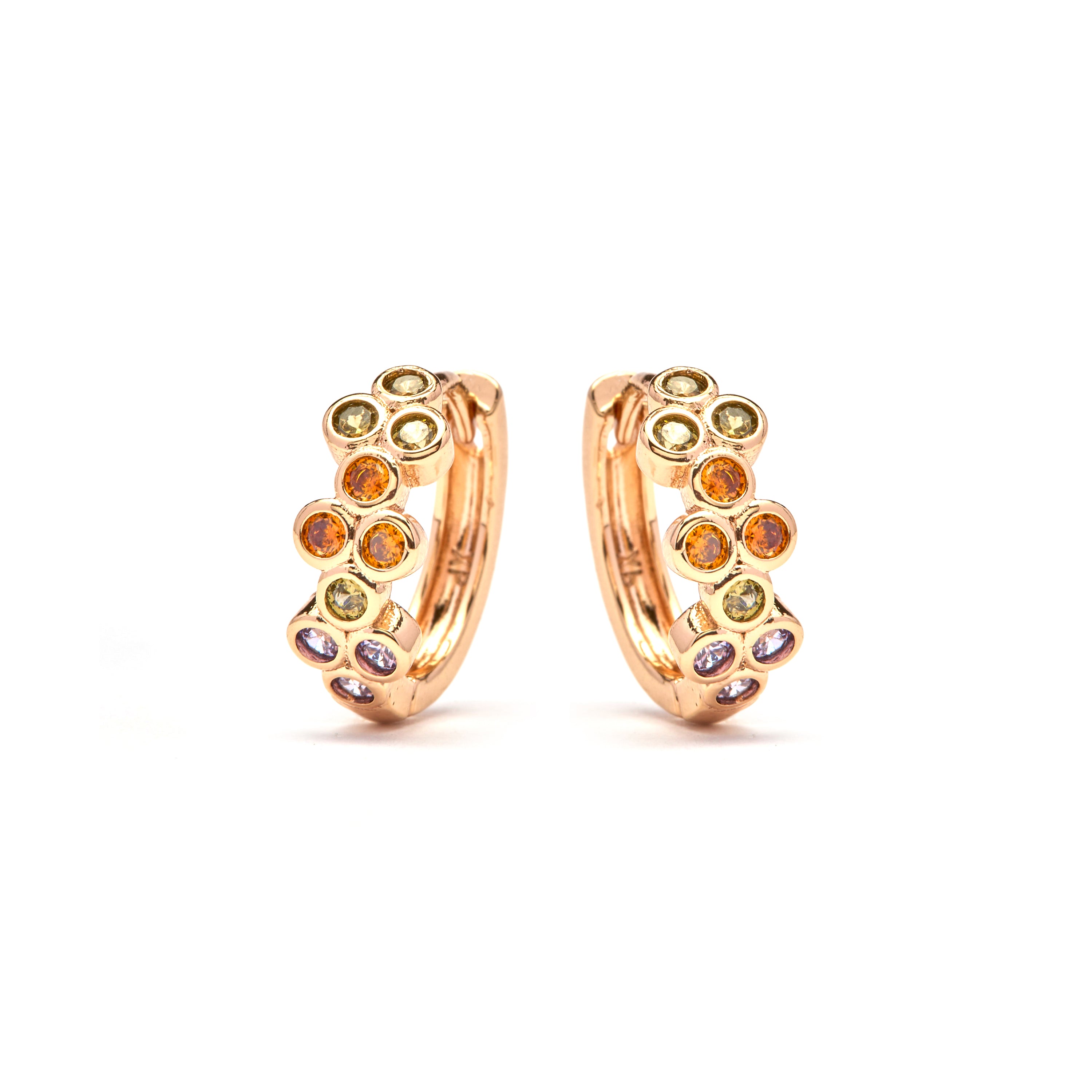 Pendientes de Circonita Multicolor acabado en oro amarillo de 18k - Nomeh