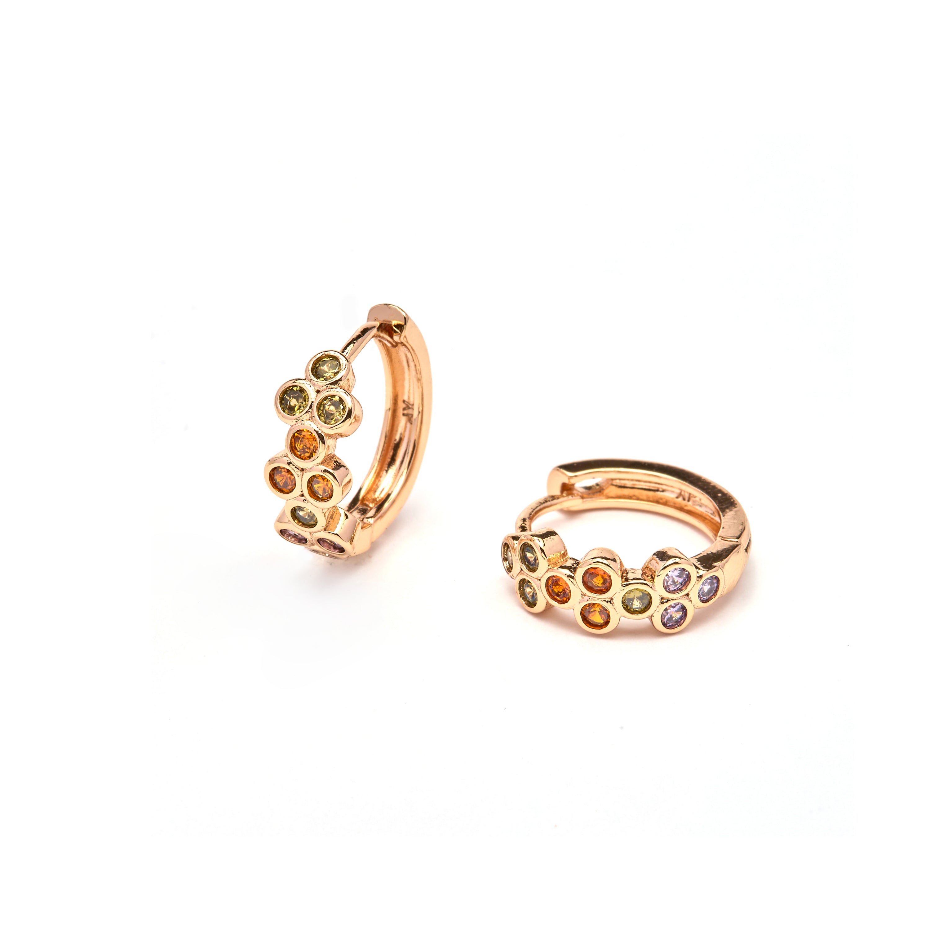 Pendientes de Circonita Multicolor acabado en oro amarillo de 18k - Nomeh