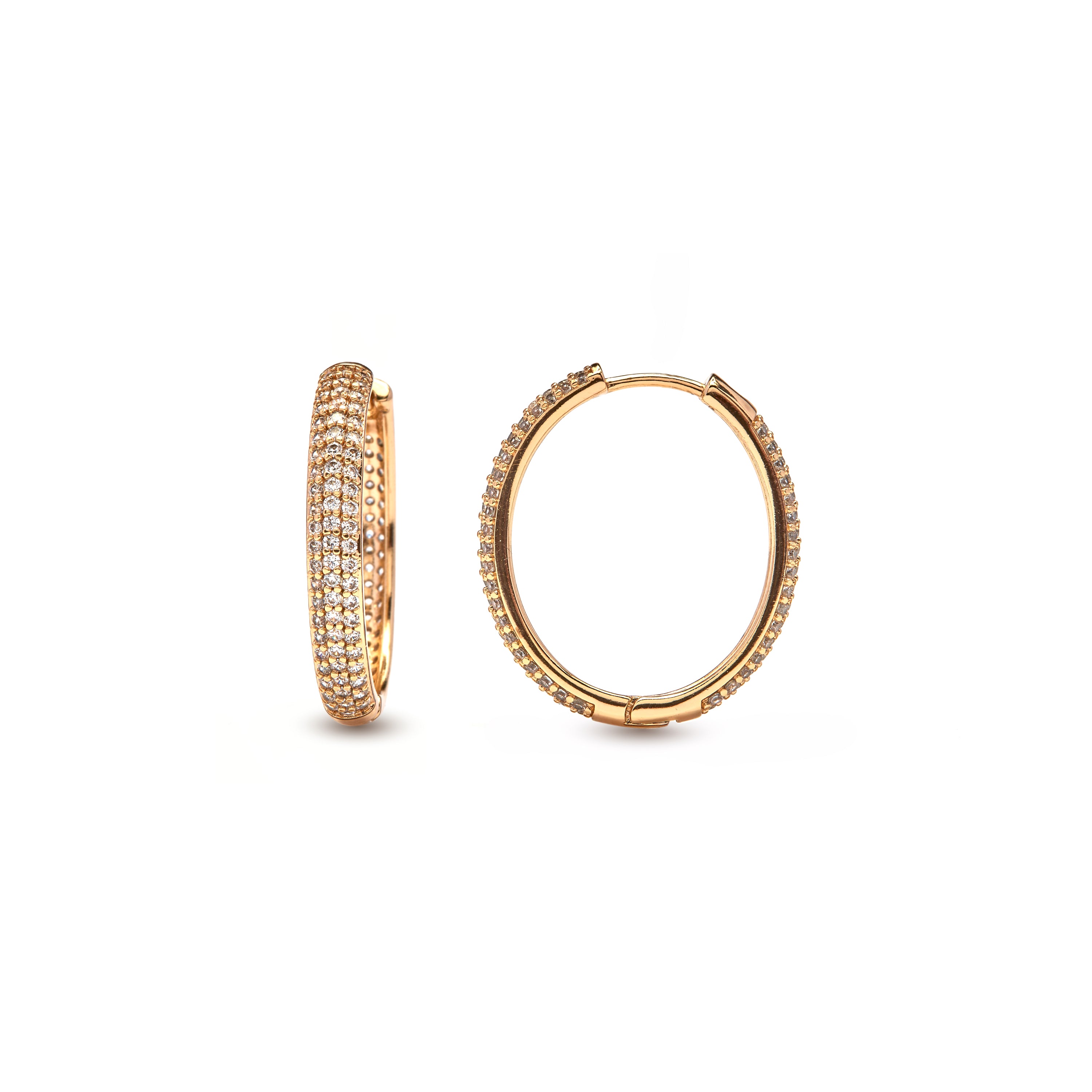Orecchini con zirconi brillanti finitura in oro giallo 18k - Olide