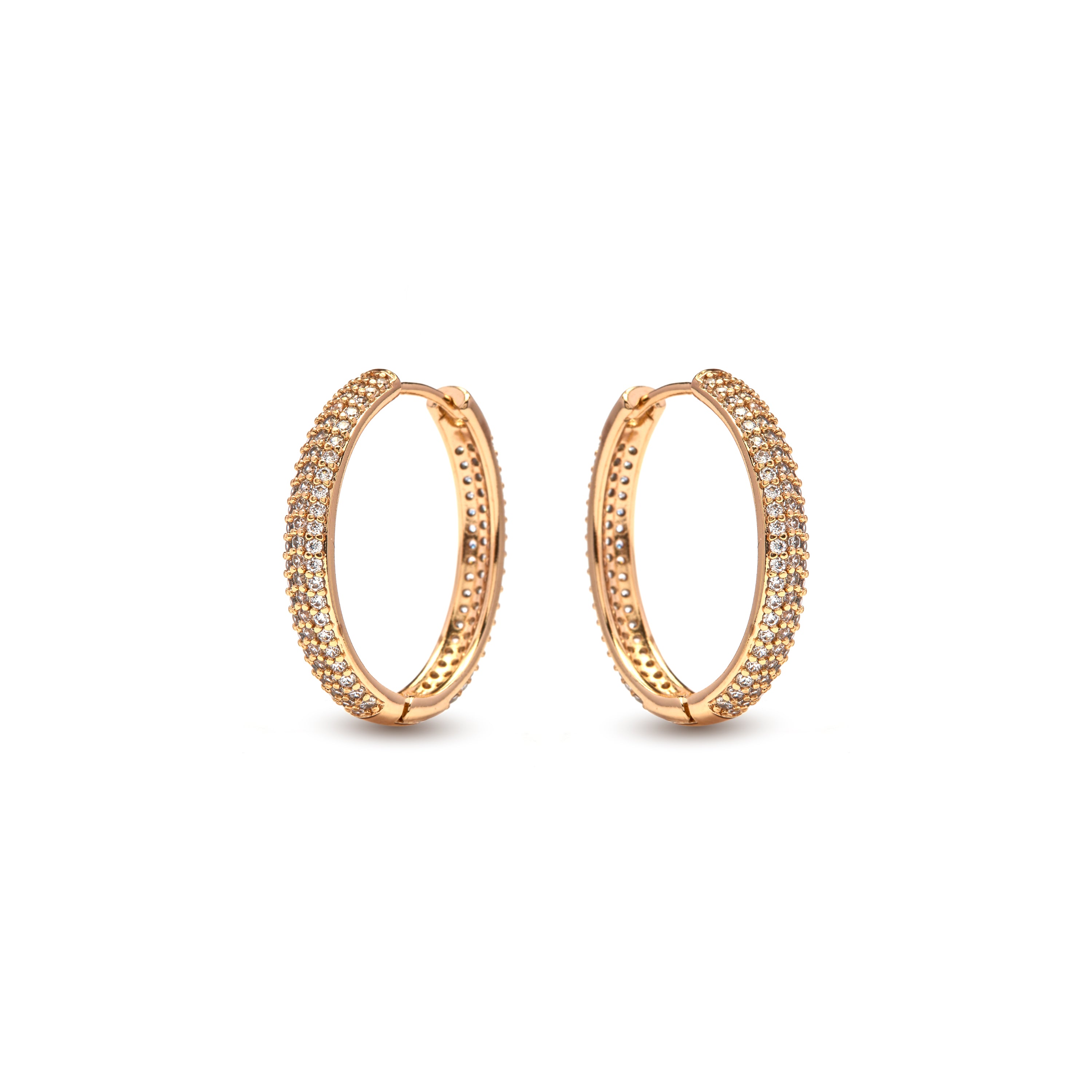 Orecchini con zirconi brillanti finitura in oro giallo 18k - Olide