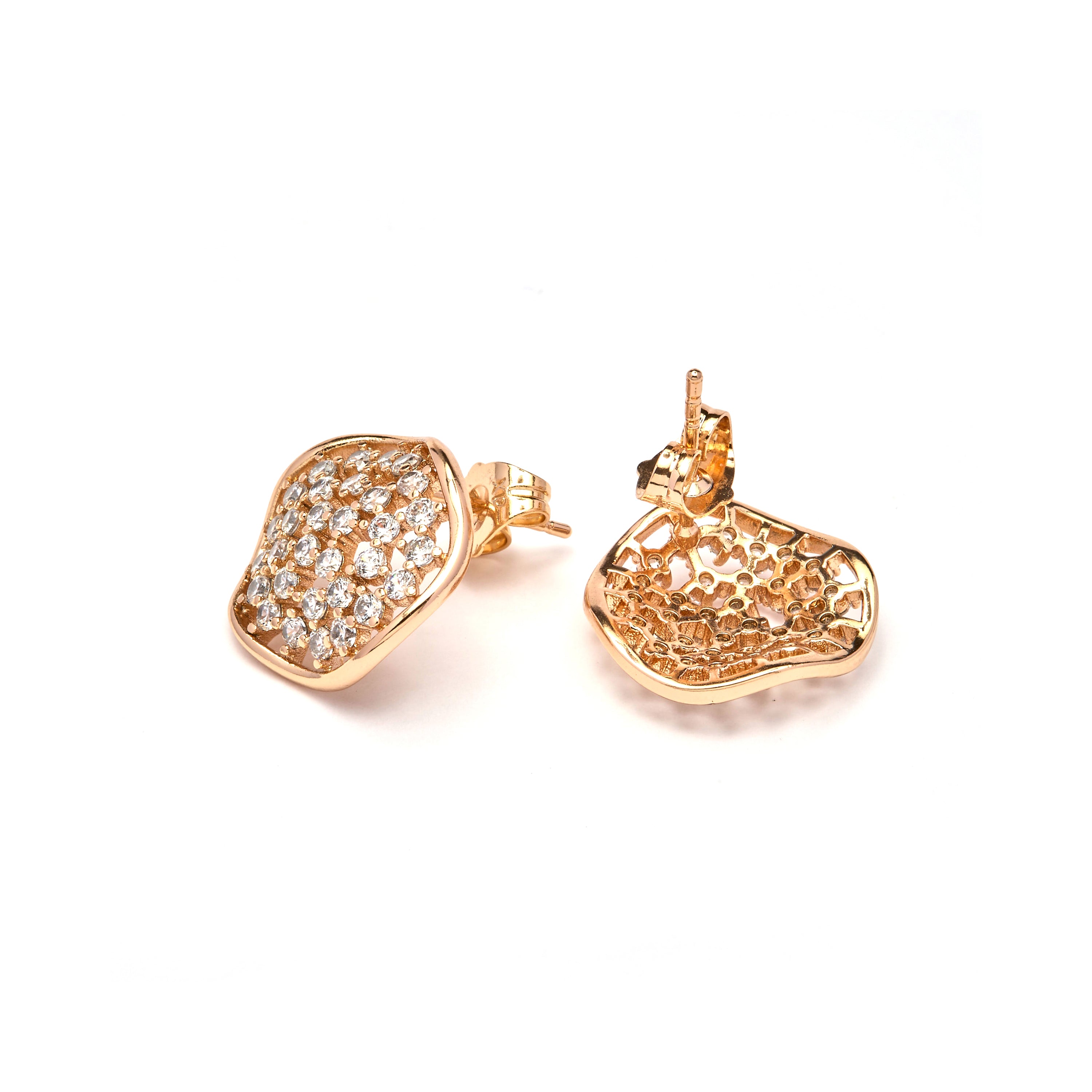 Pendientes de Circonita Brillante acabado en oro amarillo de 18k - Oshue