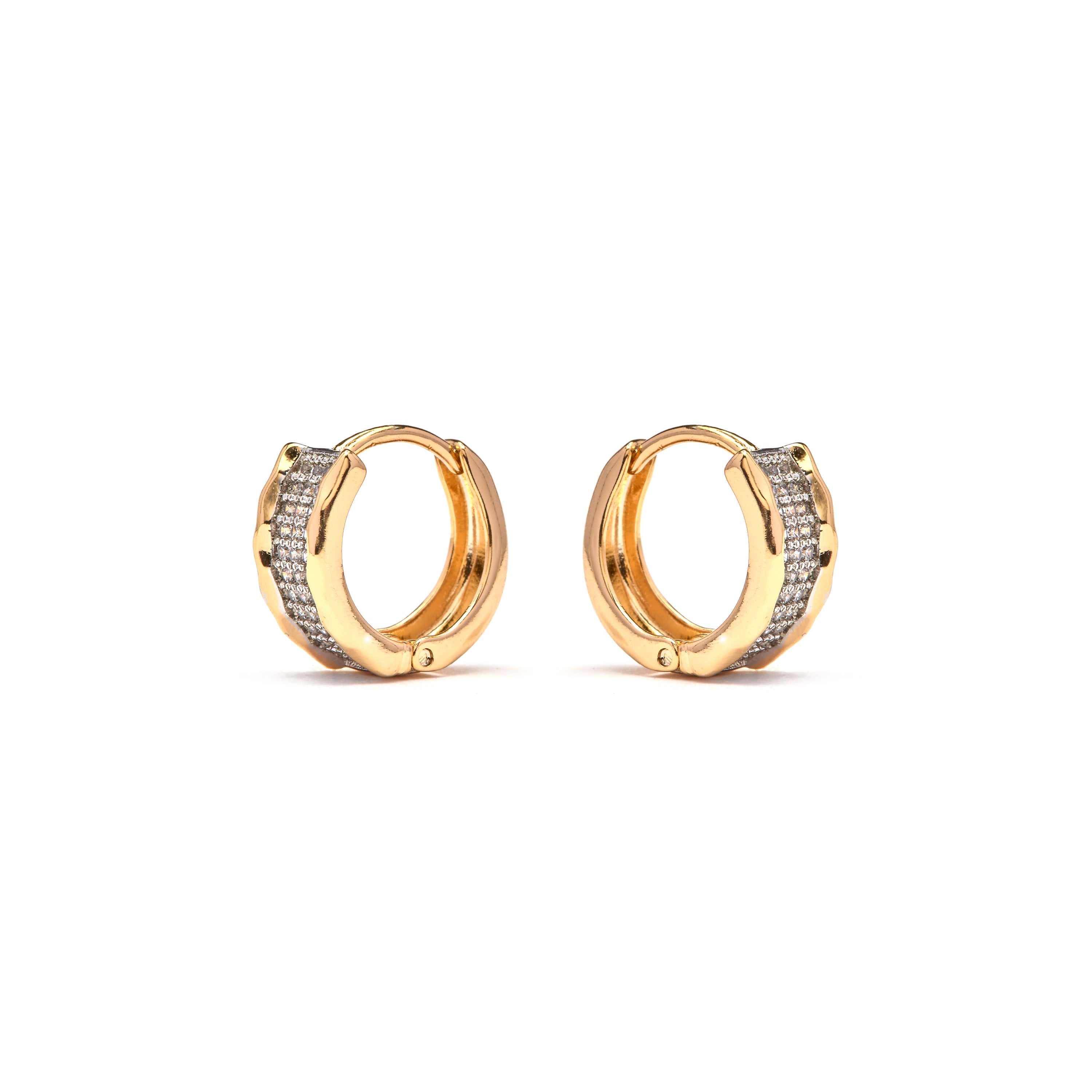 Glänzende Zirkonia-Ohrringe mit 18k Gelbgold-Finish - Jurek