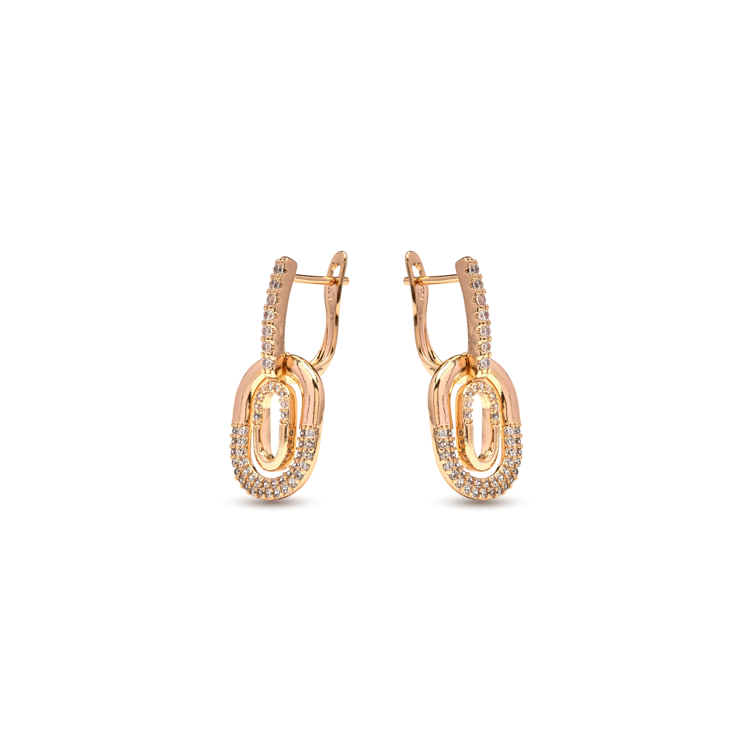 Brincos de Zircónia Brilhante com acabamento em ouro amarelo de 18k - Milock