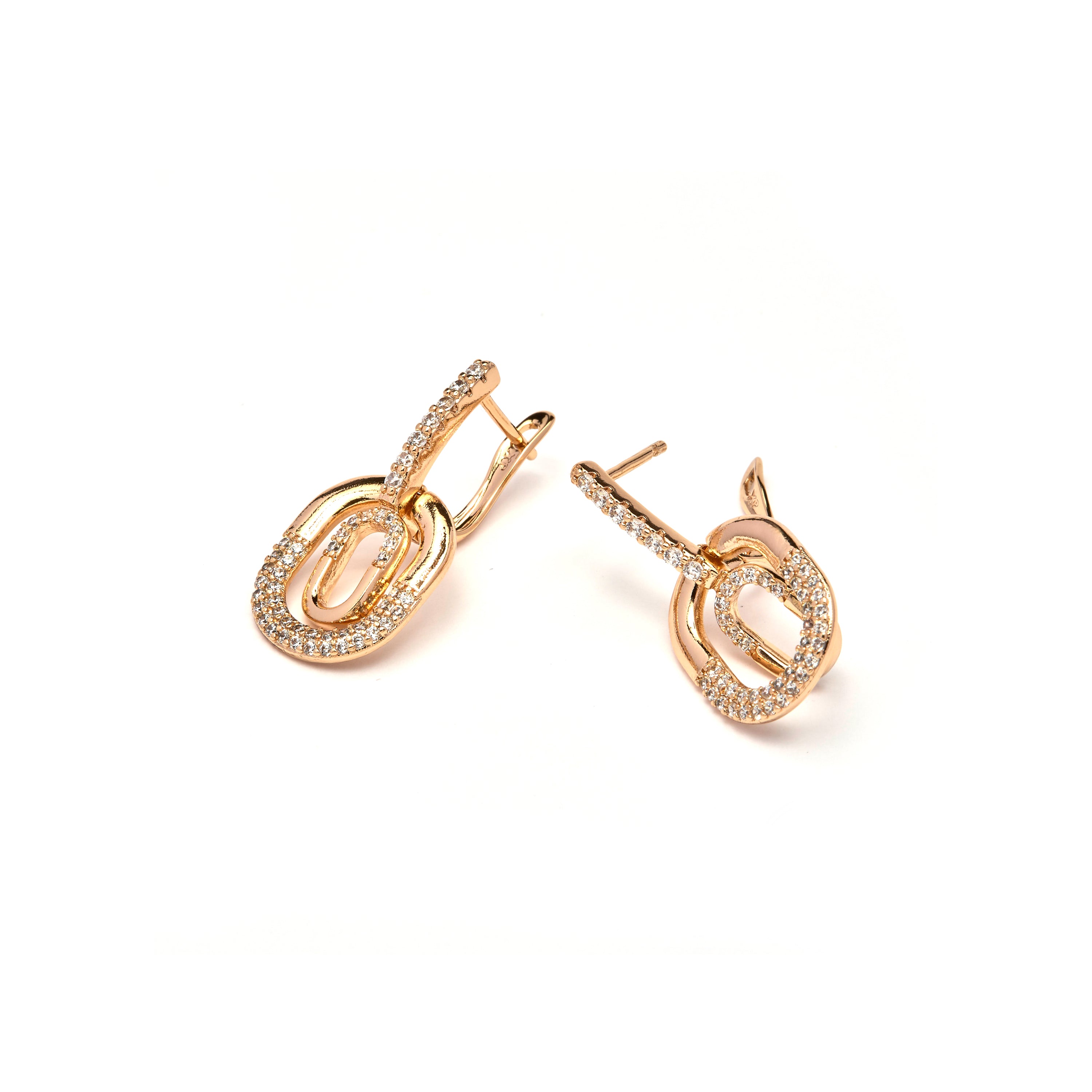 Brincos de Zircónia Brilhante com acabamento em ouro amarelo de 18k - Milock
