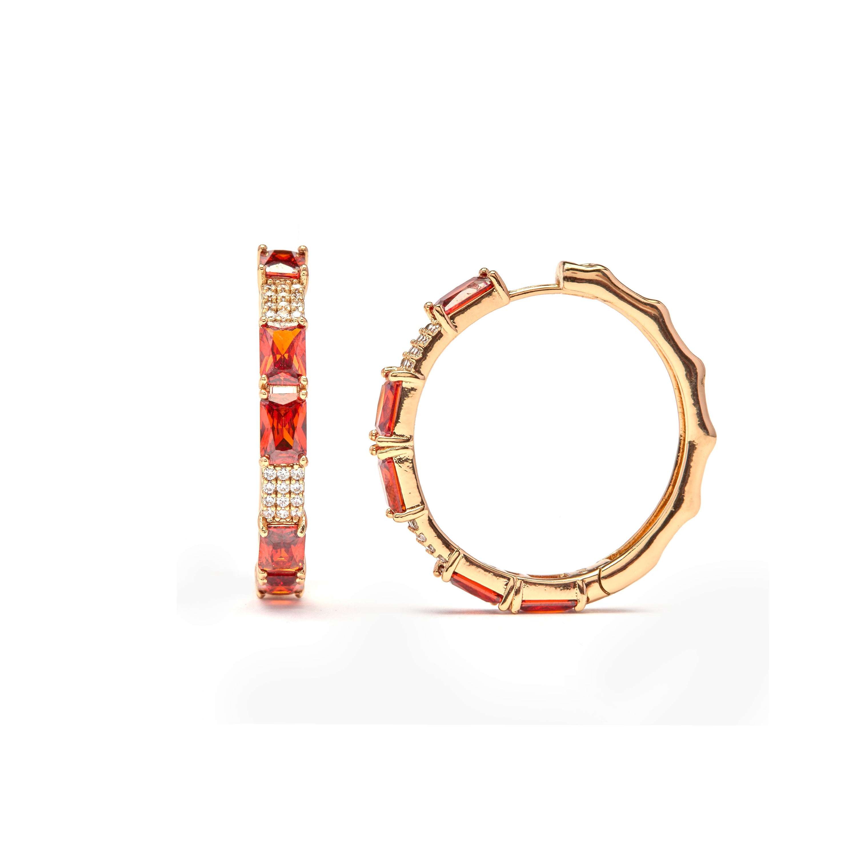 Granat-Zirkonia-Ohrringe mit 18 Karat Gelbgold-Finish - Ulfan