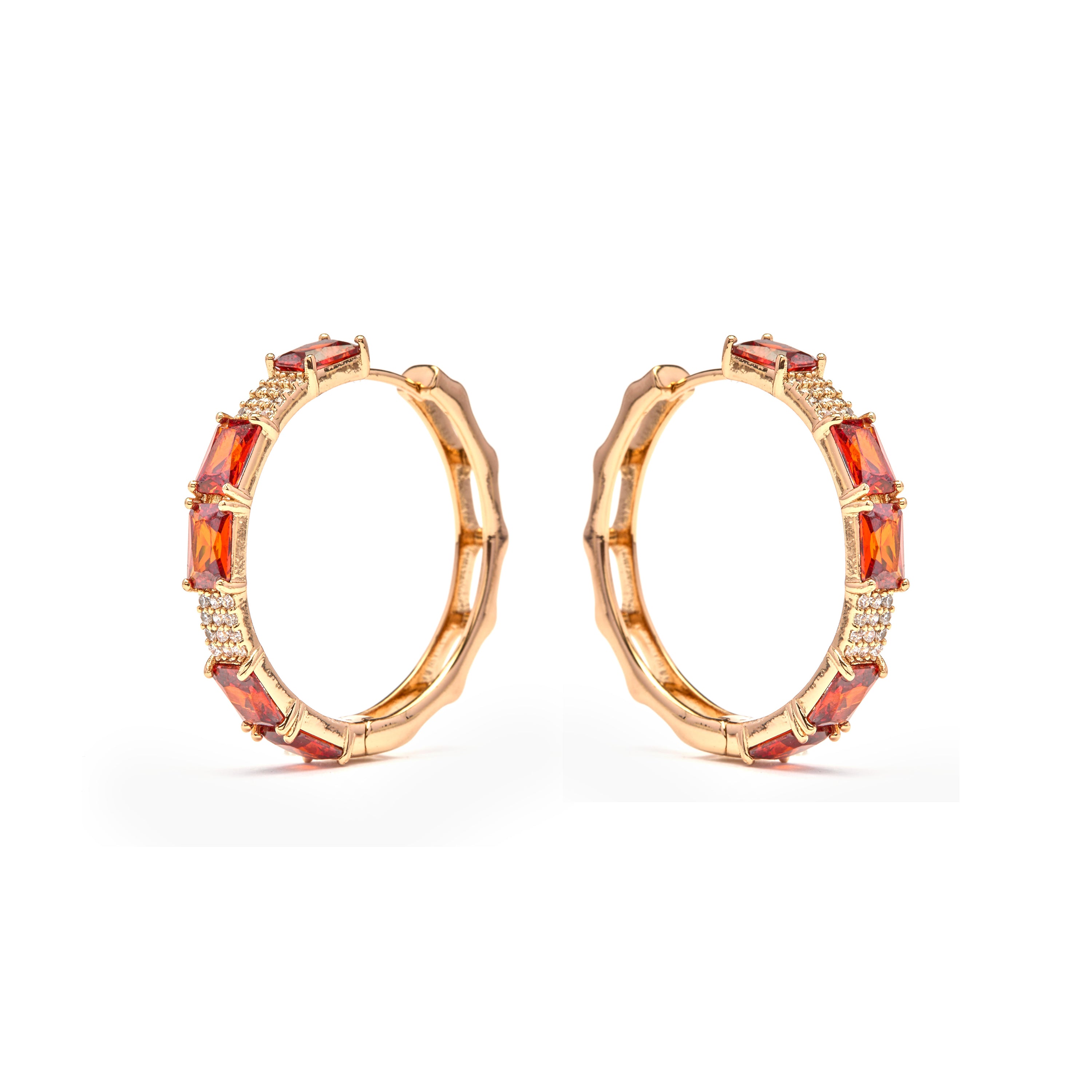 Granat-Zirkonia-Ohrringe mit 18 Karat Gelbgold-Finish - Ulfan