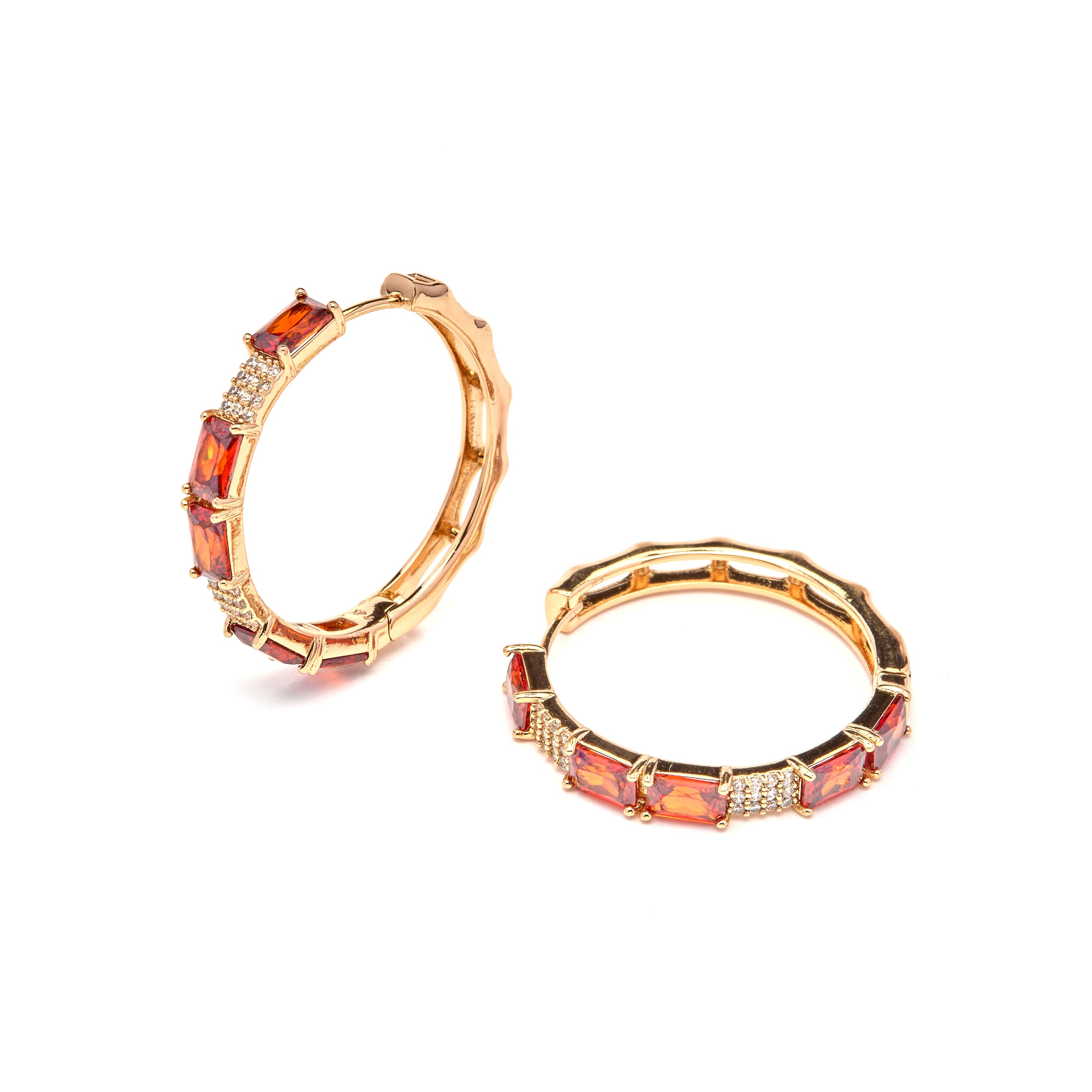 Granat-Zirkonia-Ohrringe mit 18 Karat Gelbgold-Finish - Ulfan