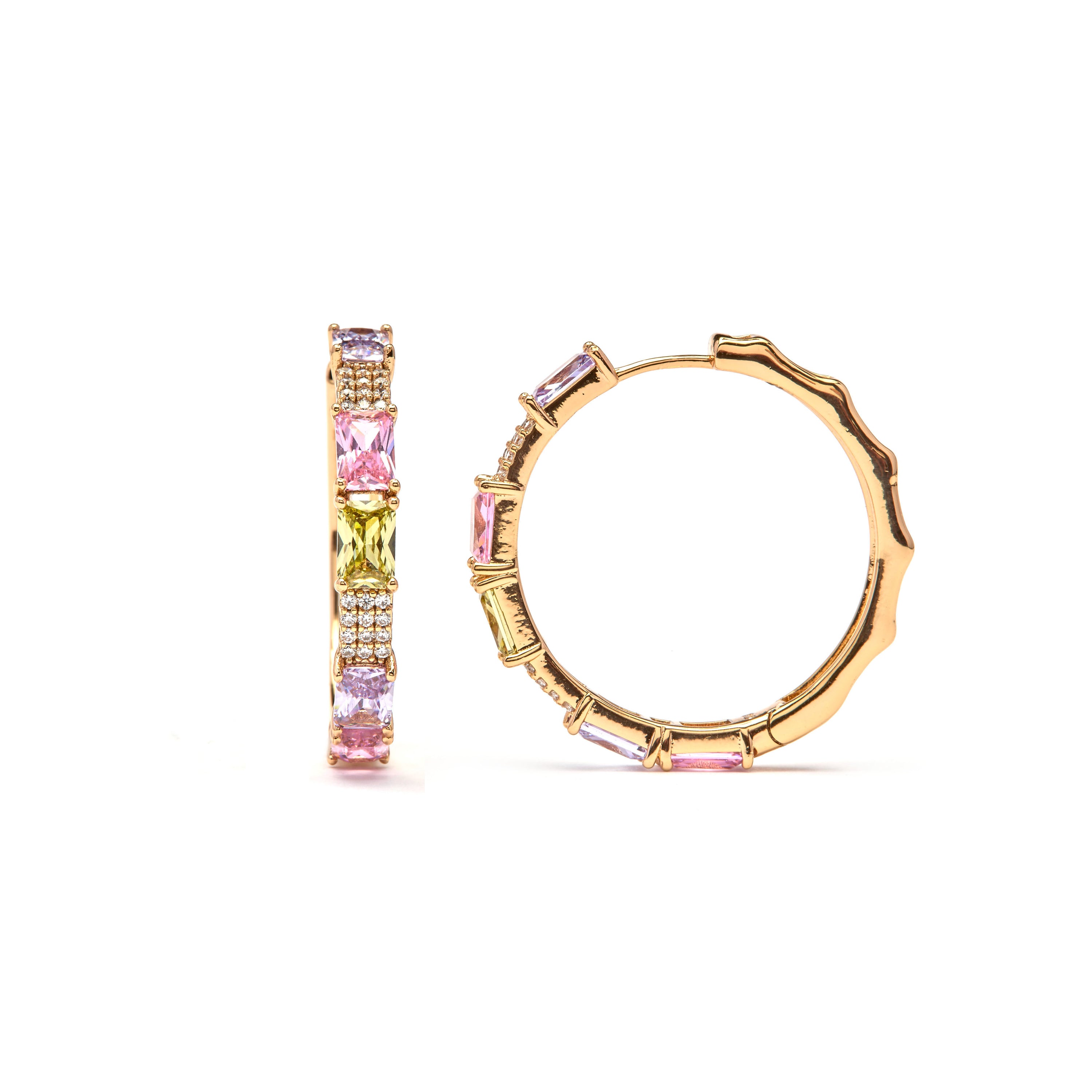 Boucles d'oreilles en zircon multicolore finition or jaune 18 carats - Ulfan