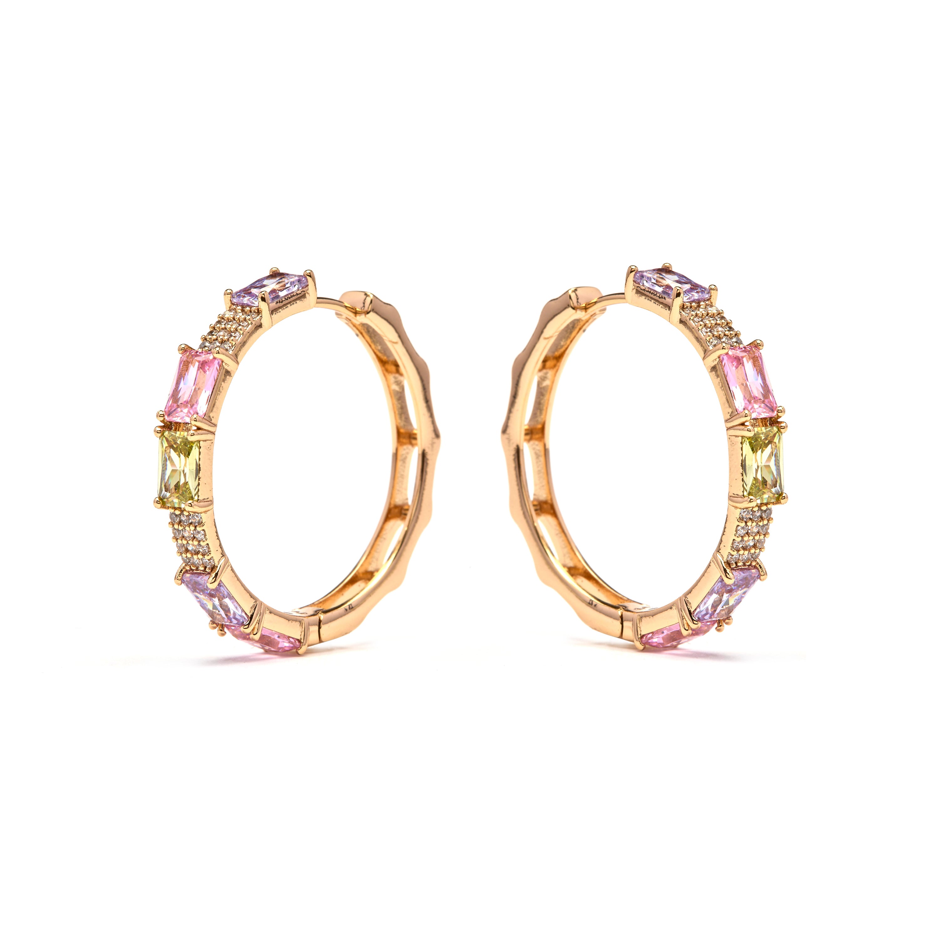 Boucles d'oreilles en zircon multicolore finition or jaune 18 carats - Ulfan