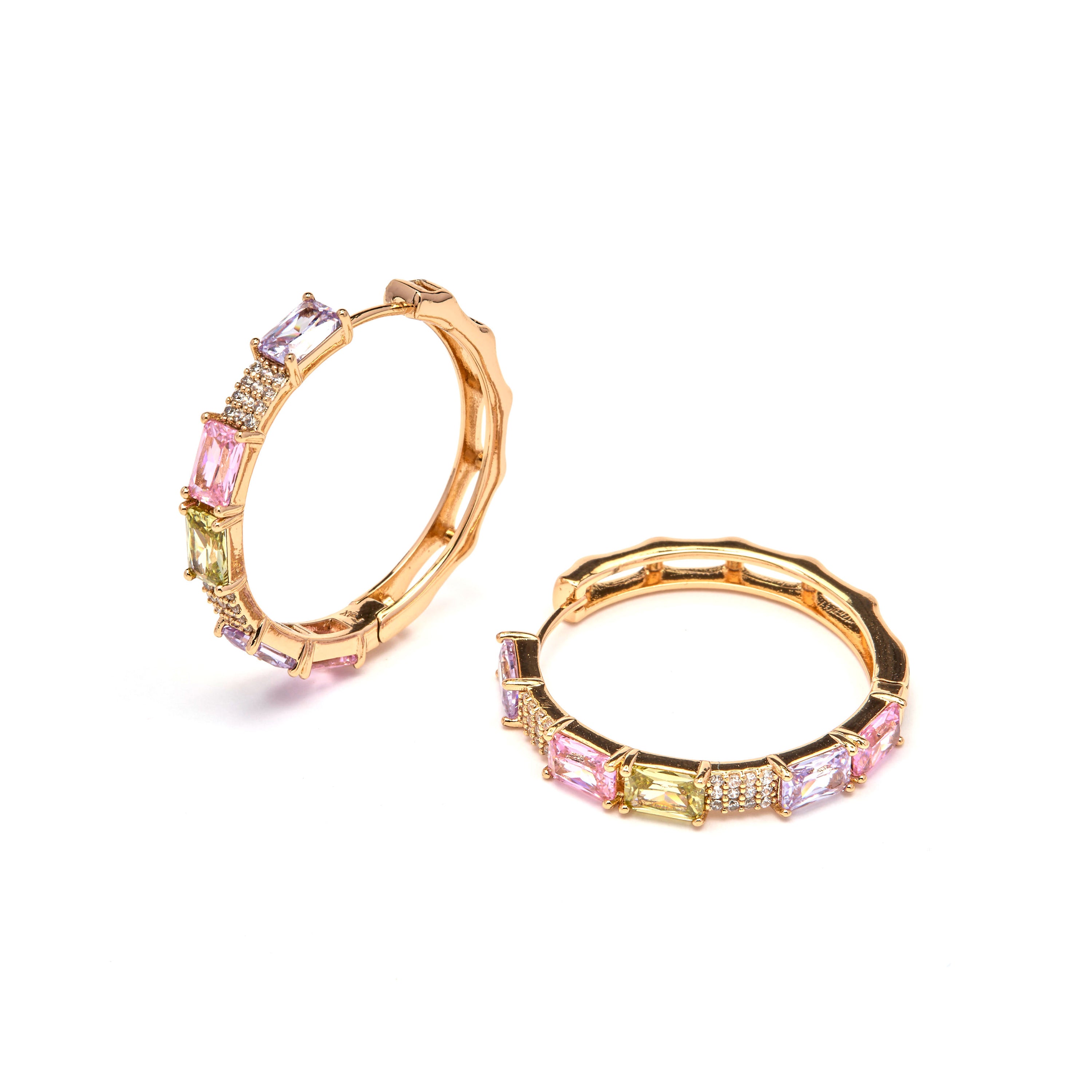 Boucles d'oreilles en zircon multicolore finition or jaune 18 carats - Ulfan
