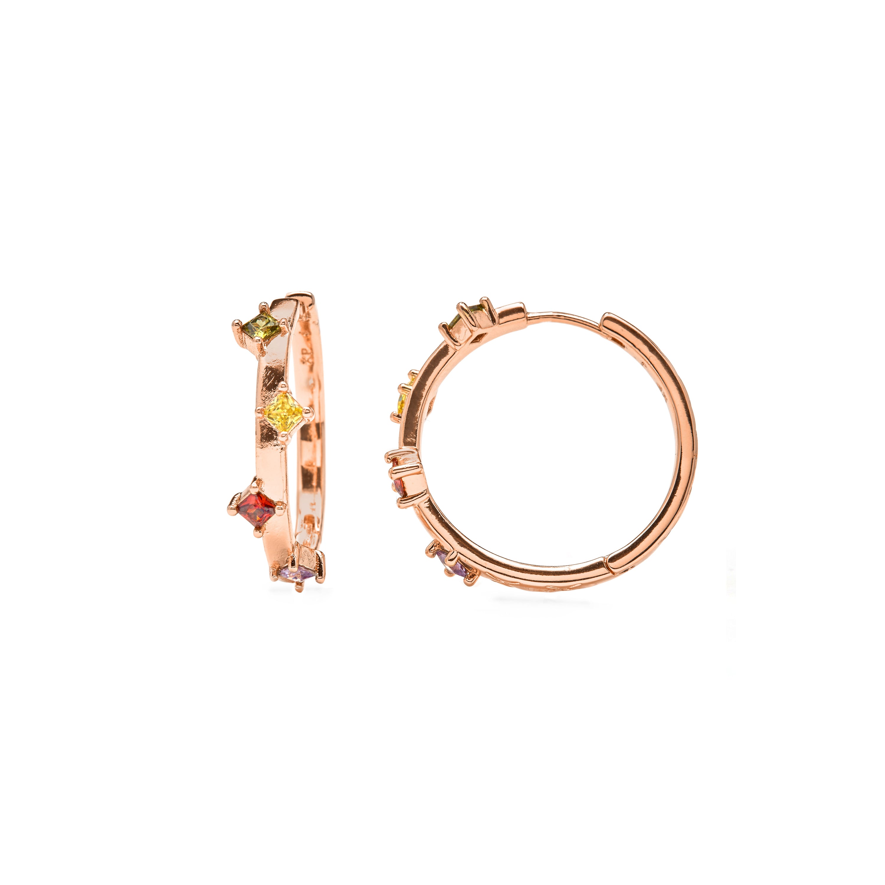 Multicolor Zirkonia Ohrringe mit 18k Gelbgold-Finish - Satore