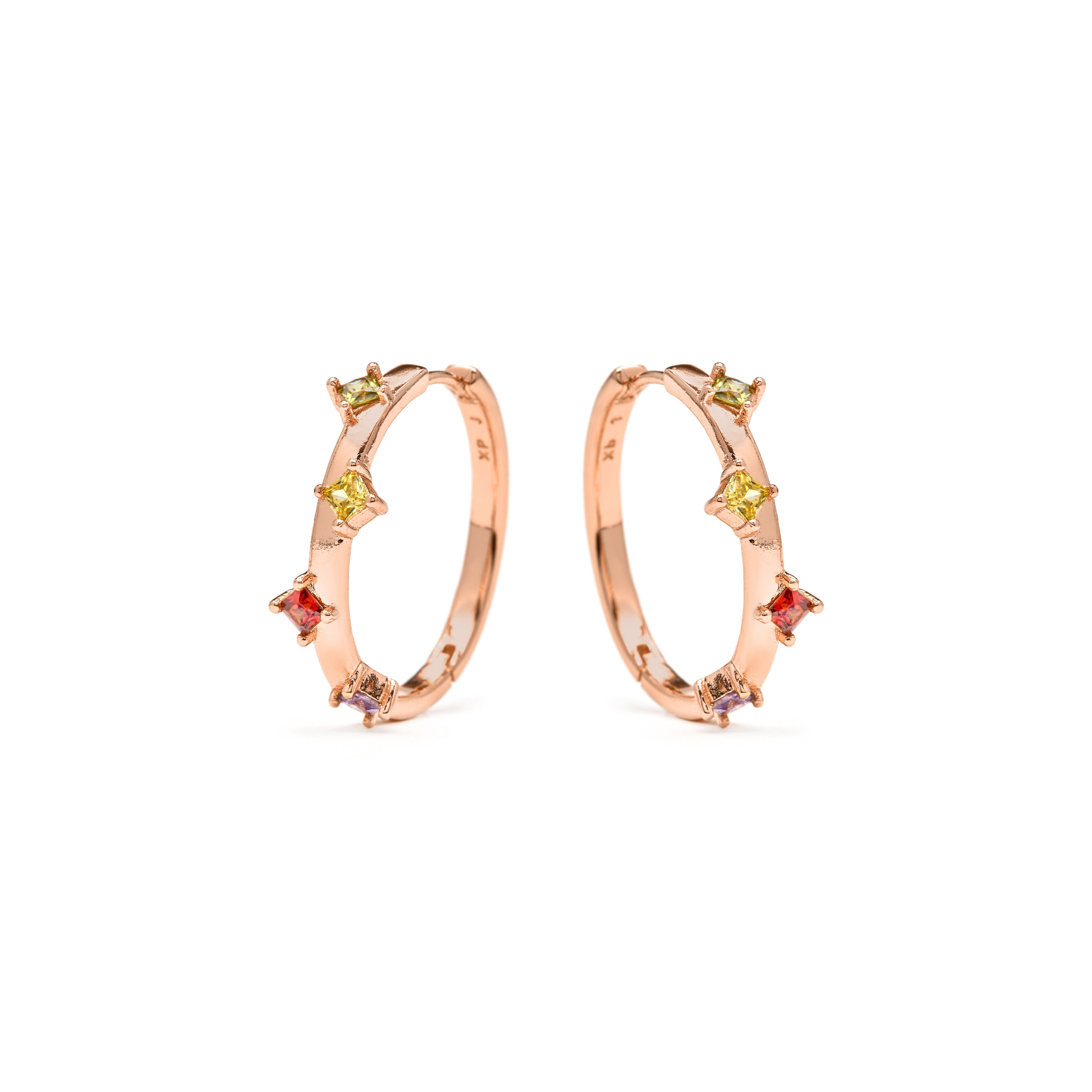 Multicolor Zirkonia Ohrringe mit 18k Gelbgold-Finish - Satore