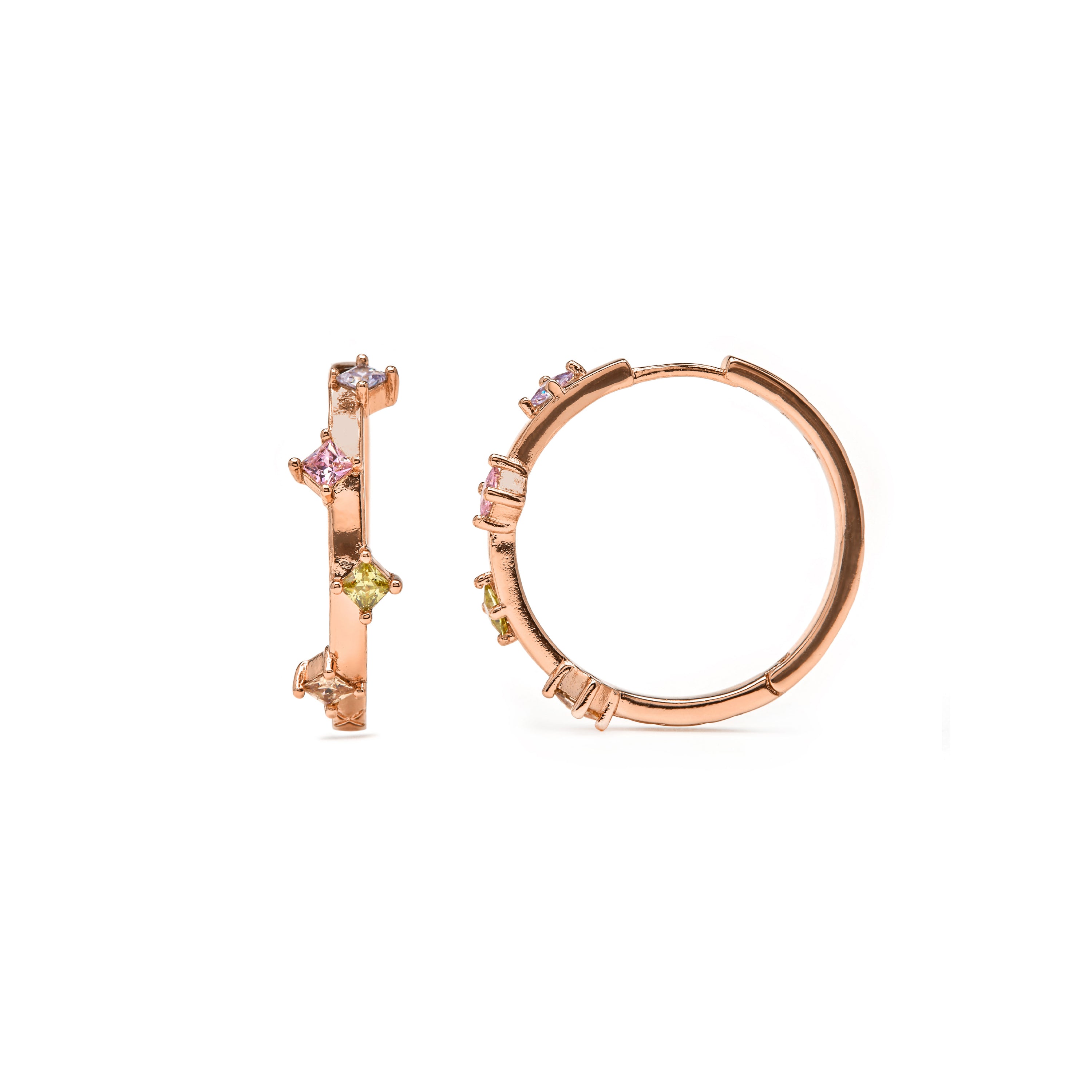 Pendientes de Circonita Multicolor acabado en oro amarillo de 18k - Satore