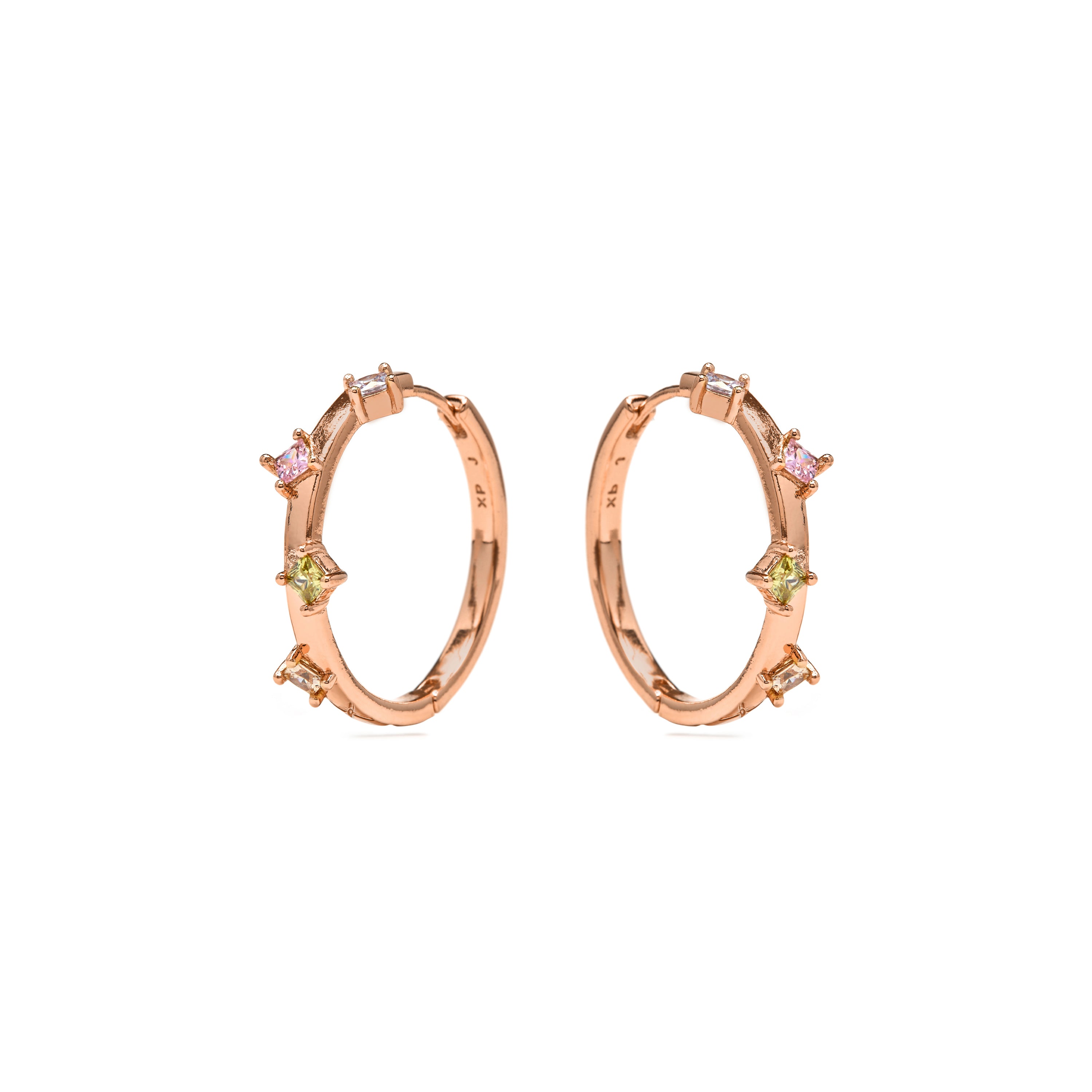 Pendientes de Circonita Multicolor acabado en oro amarillo de 18k - Satore