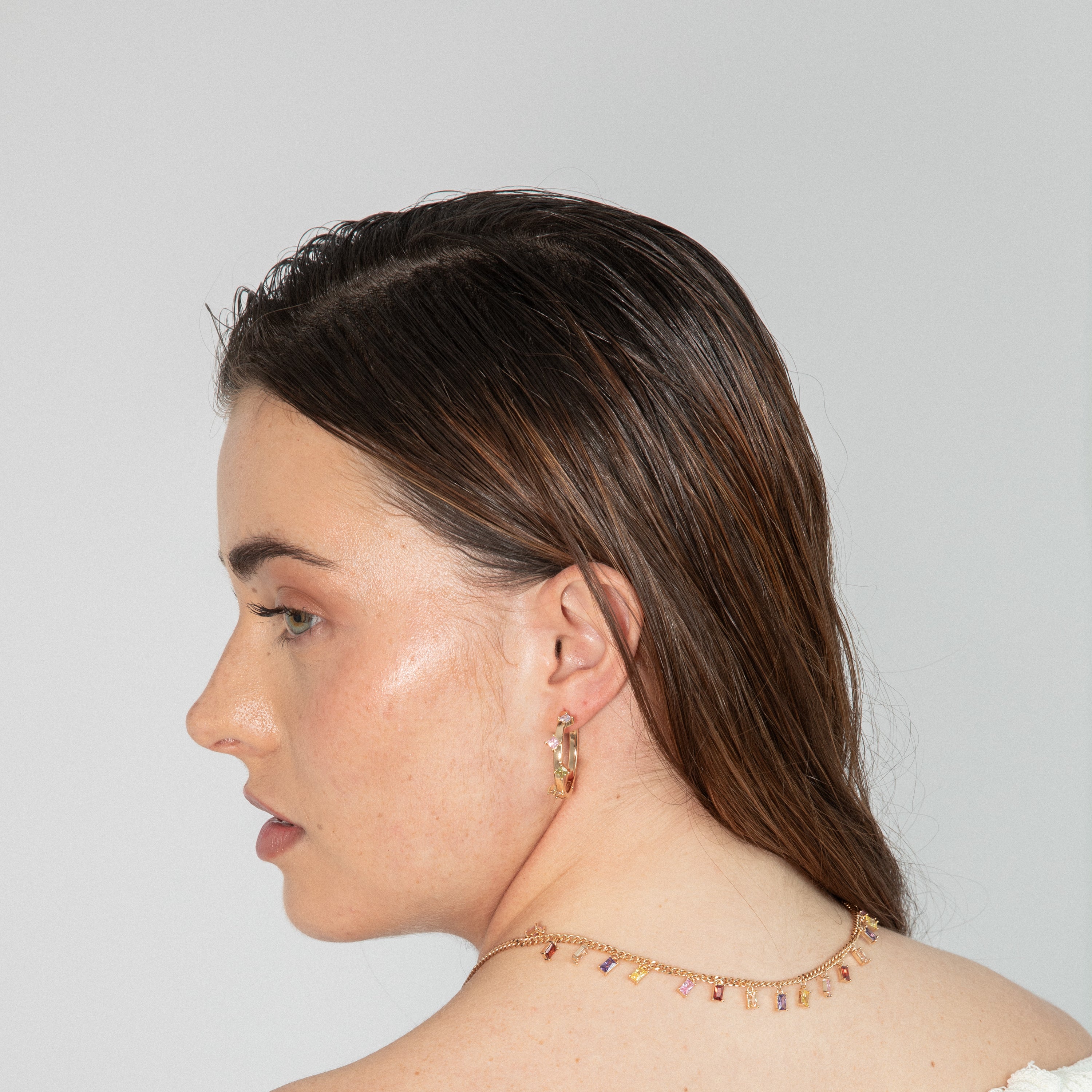 Pendientes de Circonita Multicolor acabado en oro amarillo de 18k - Satore