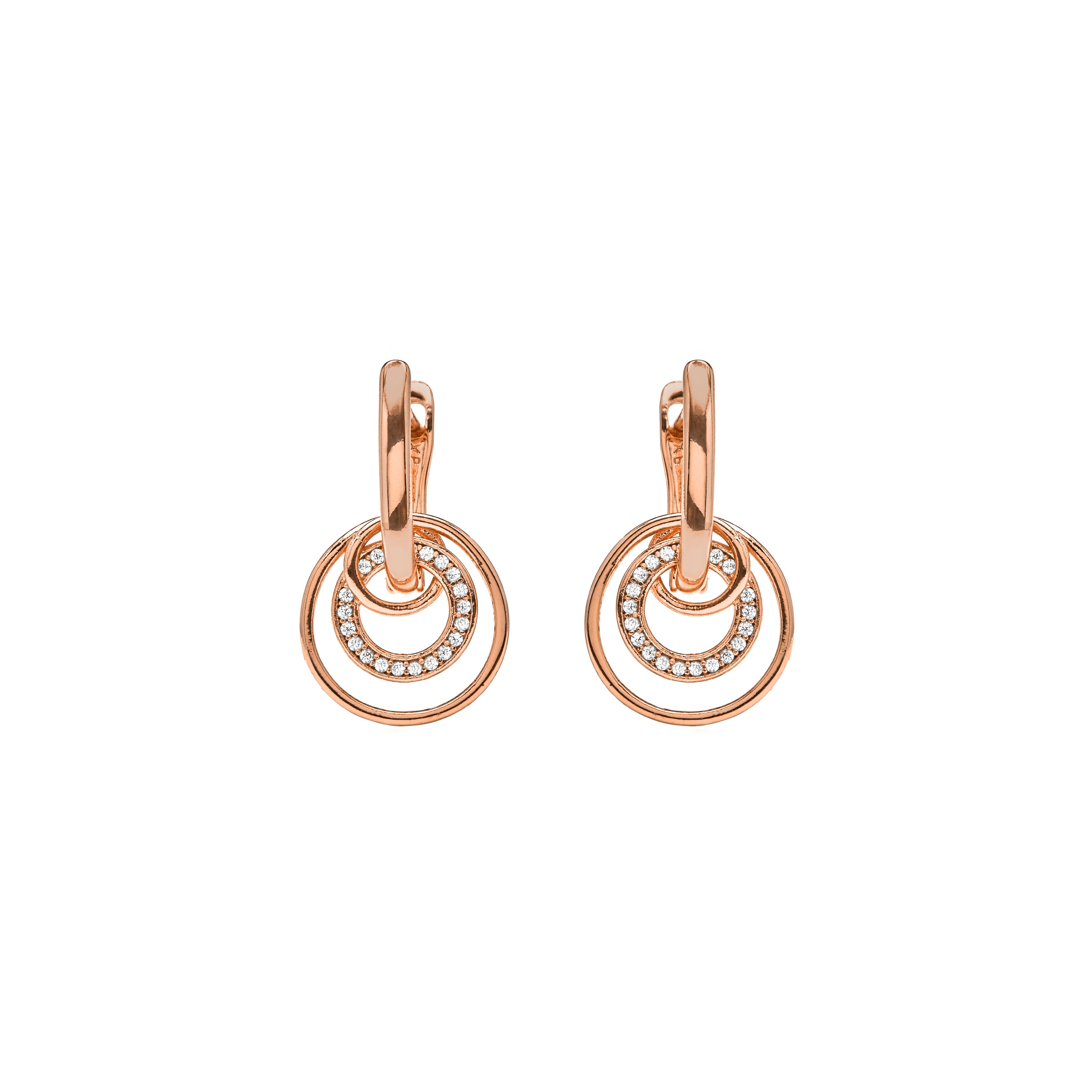 Boucles d'oreilles en zircon brillant finition or jaune 18 carats - Damuh