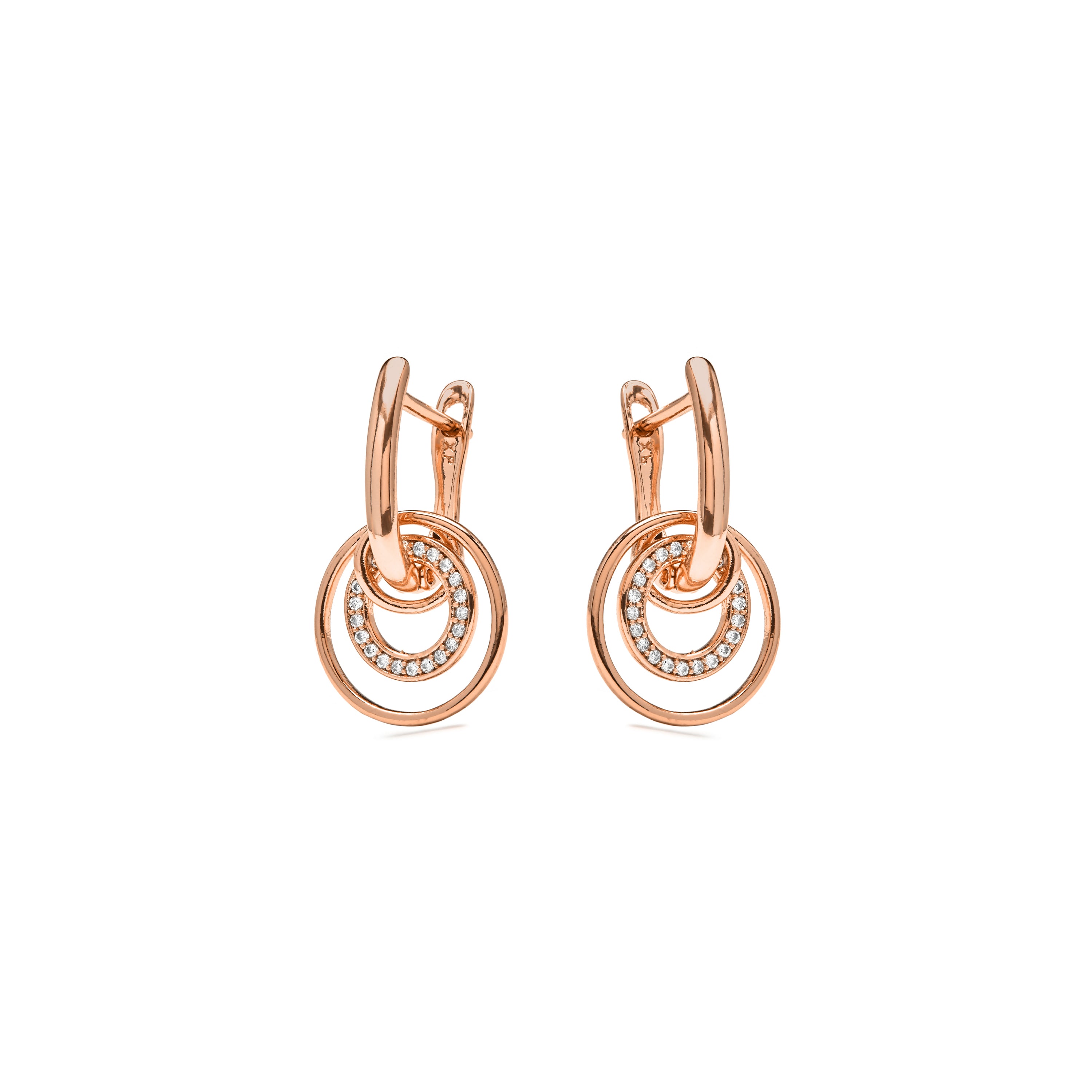 Boucles d'oreilles en zircon brillant finition or jaune 18 carats - Damuh