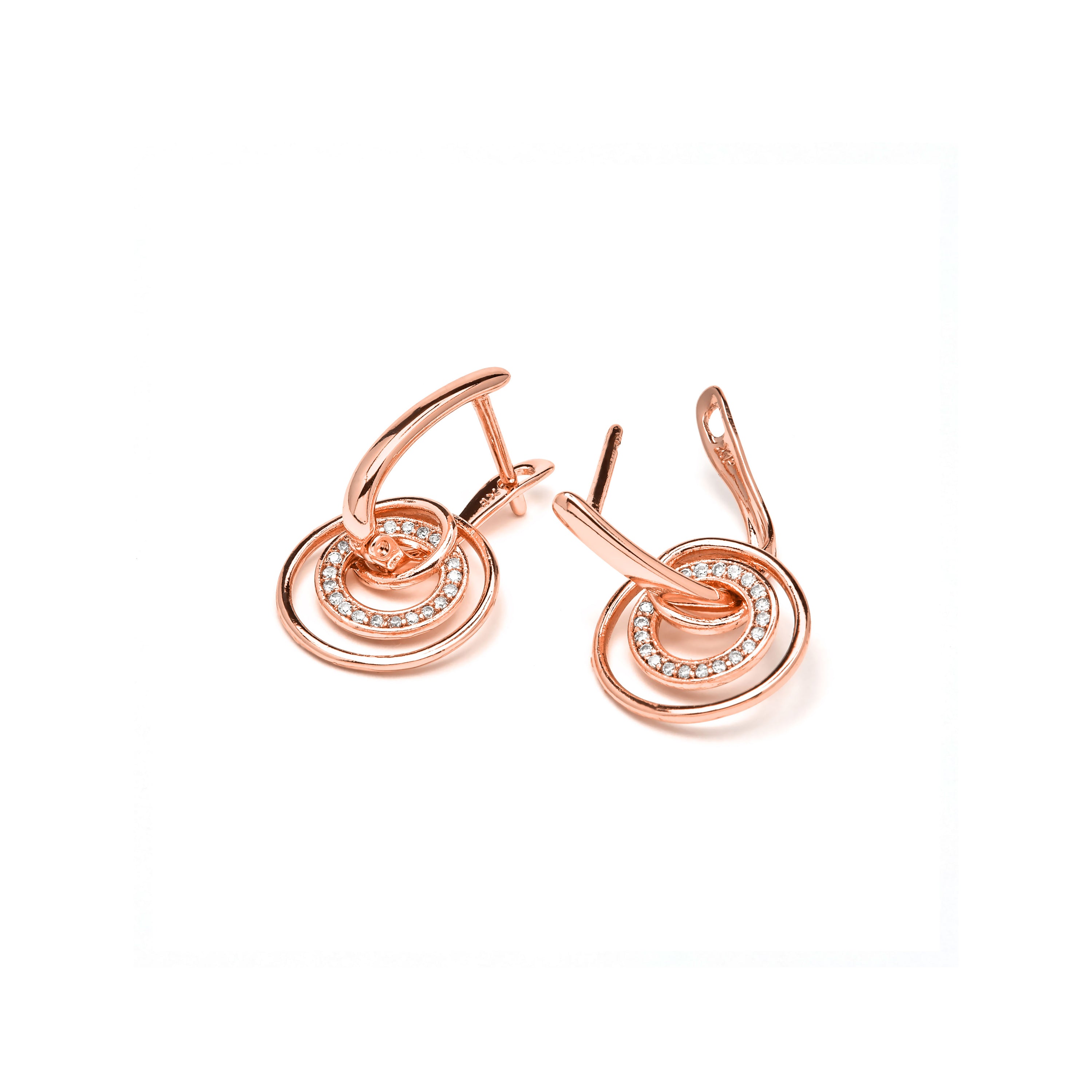 Boucles d'oreilles en zircon brillant finition or jaune 18 carats - Damuh