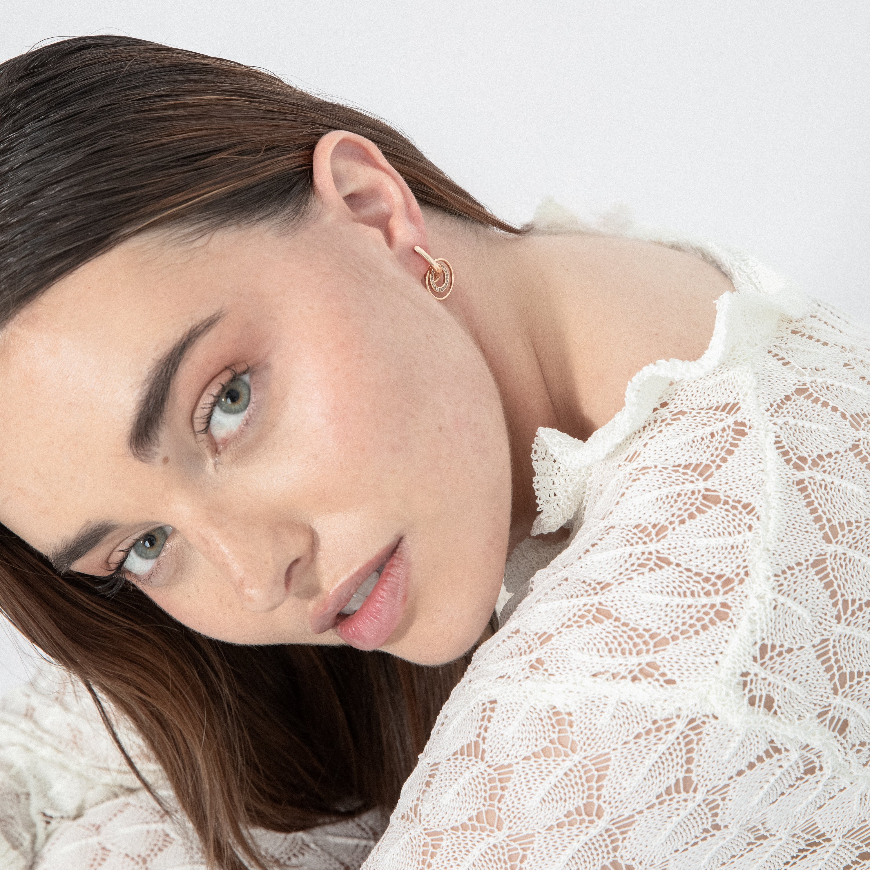 Boucles d'oreilles en zircon brillant finition or jaune 18 carats - Damuh