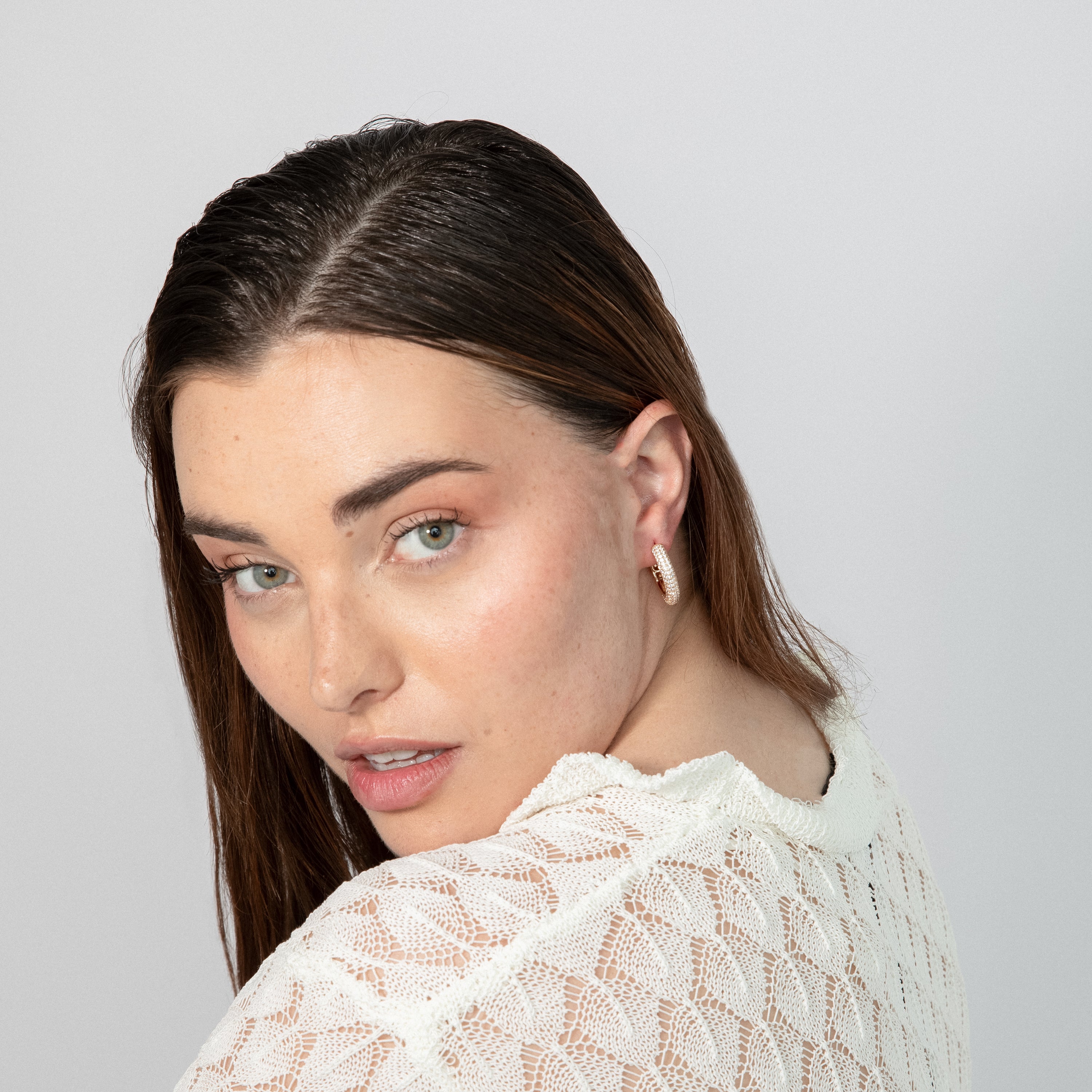 Sparkling Cubic Zirconia Earrings with 18k Yellow Gold Finish - Taxaio