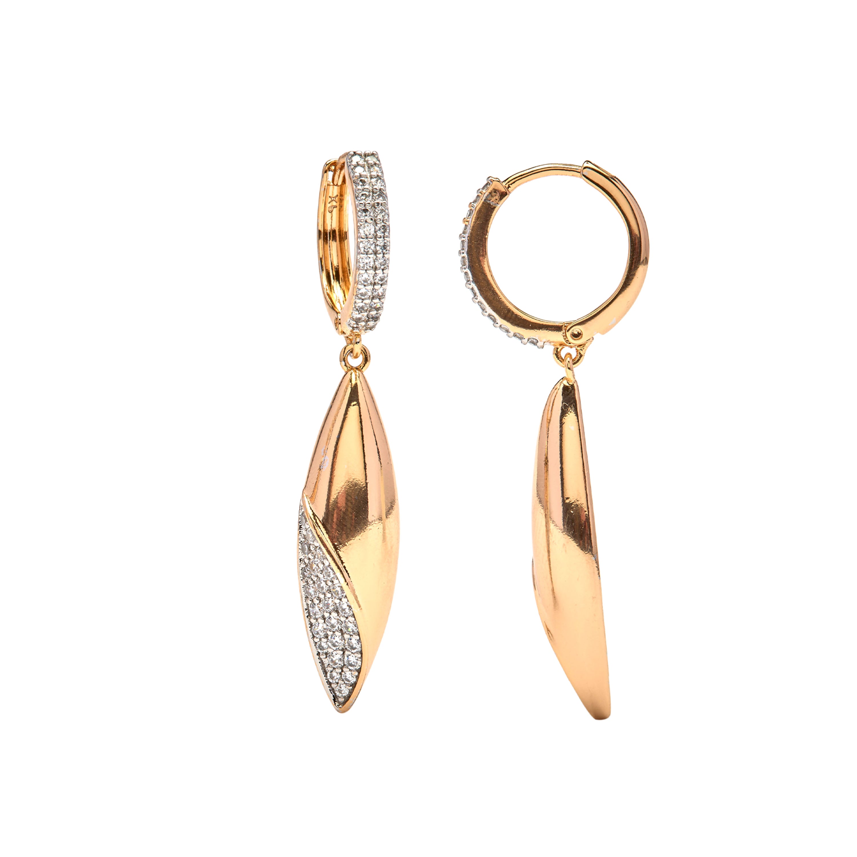 Sparkling Cubic Zirconia Earrings with 18k Yellow Gold Finish - Iskio