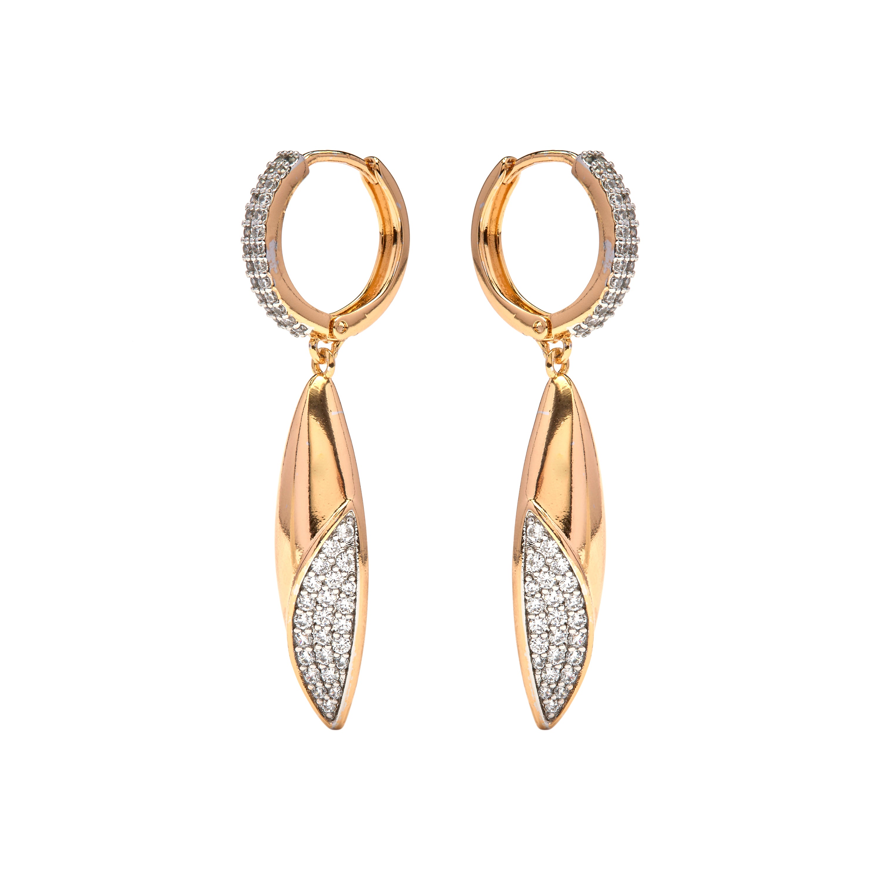 Sparkling Cubic Zirconia Earrings with 18k Yellow Gold Finish - Iskio